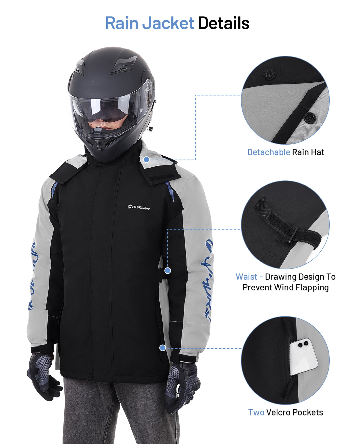 Motorcycle Rain Suit Black Grey