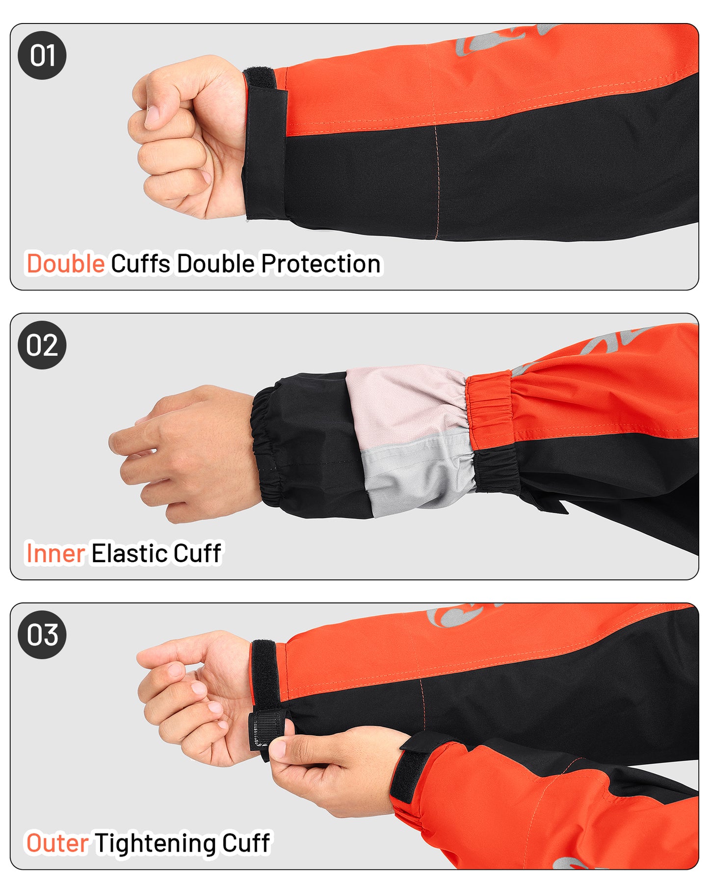 Motorcycle Rain Suit Black Orange