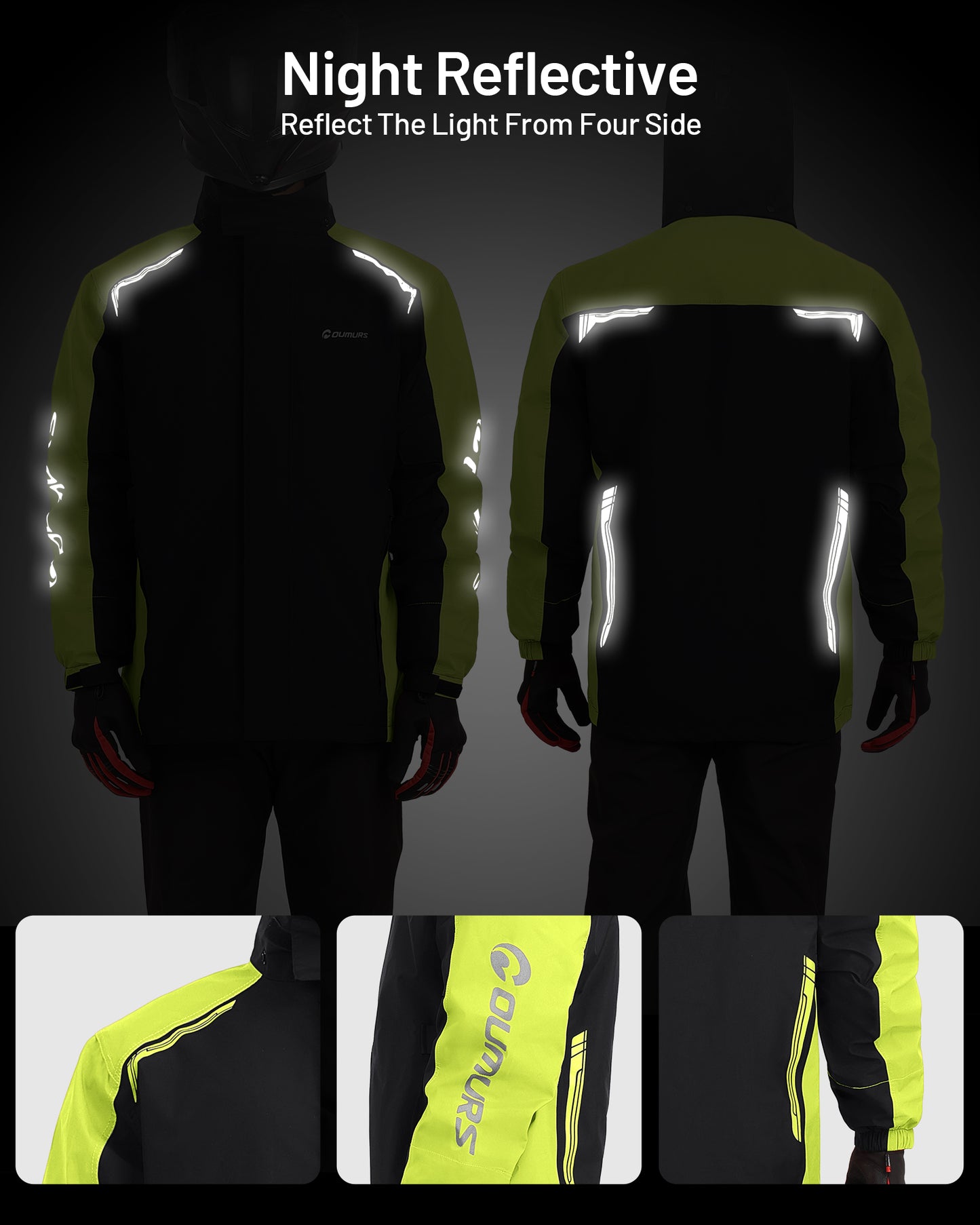 Motorcycle Rain Suit Black Green