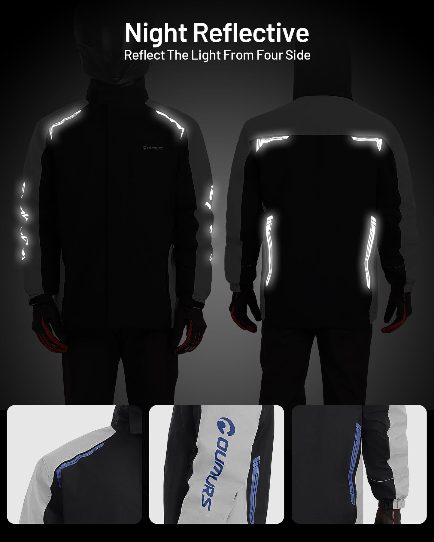 Motorcycle Rain Suit Black Grey