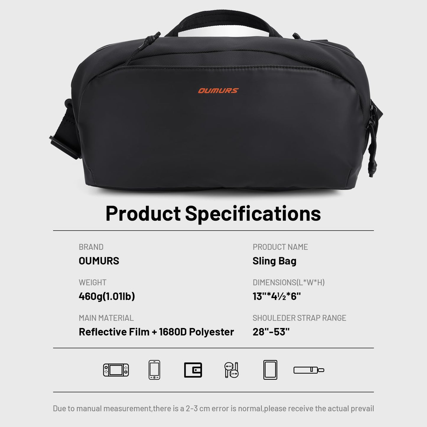 Oumurs 4L Crossbody Bag Sling Backpack for Men and Women