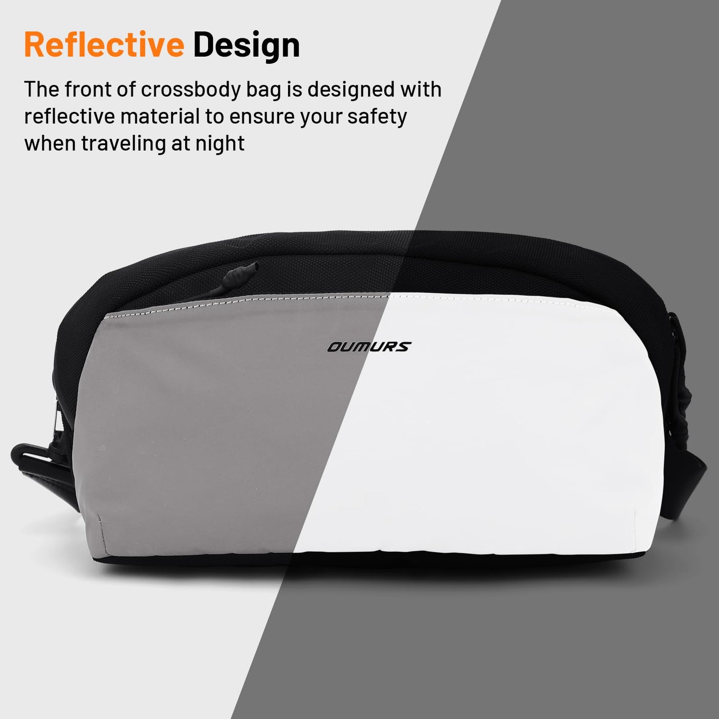 Oumurs 4L Reflective Crossbody Bag Sling Backpack for Motorcycle Men and Women