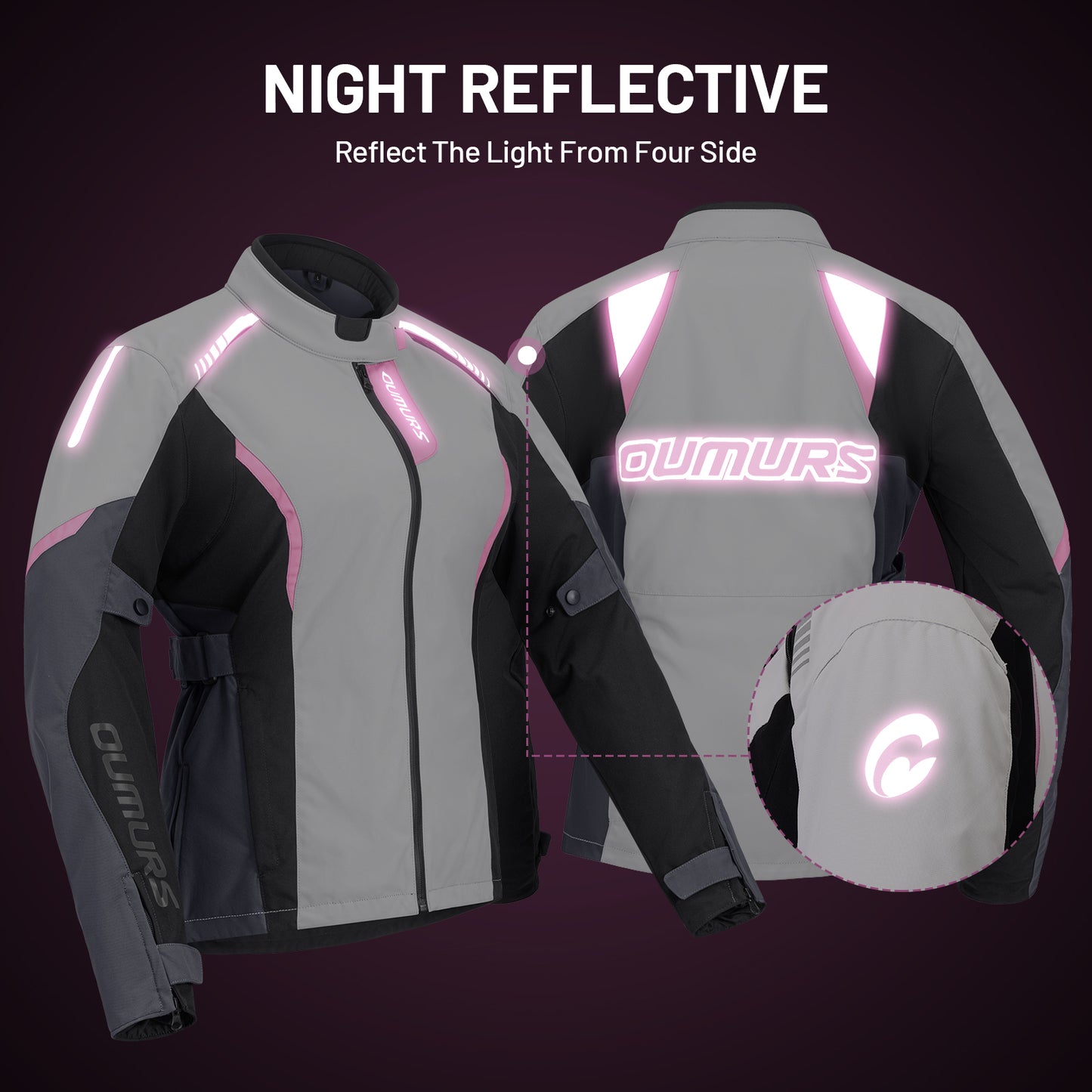 Motorcycle Jacket Grey Pink