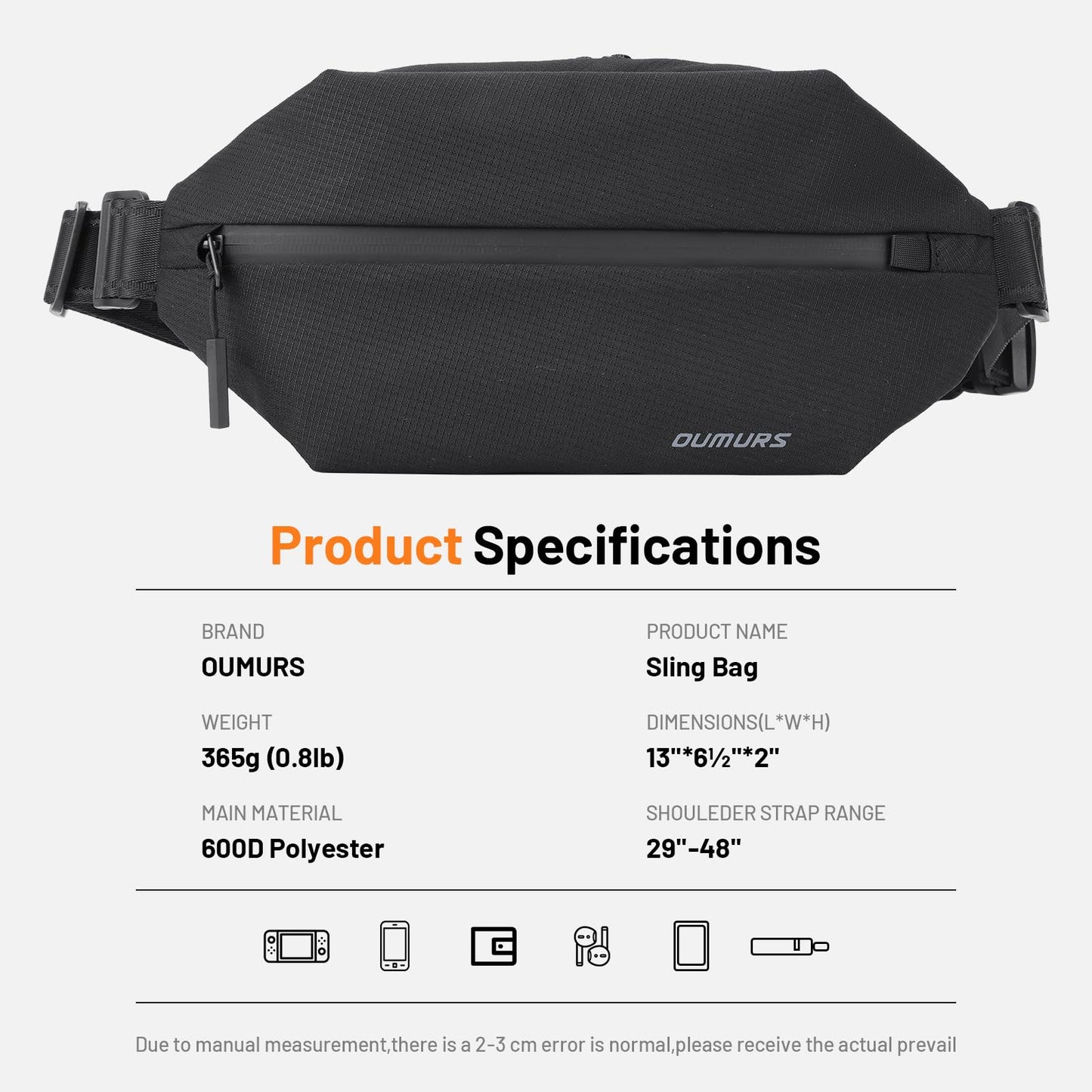 Oumurs 4L Crossbody Backpack Sling Bag with RFID Blocking for Men