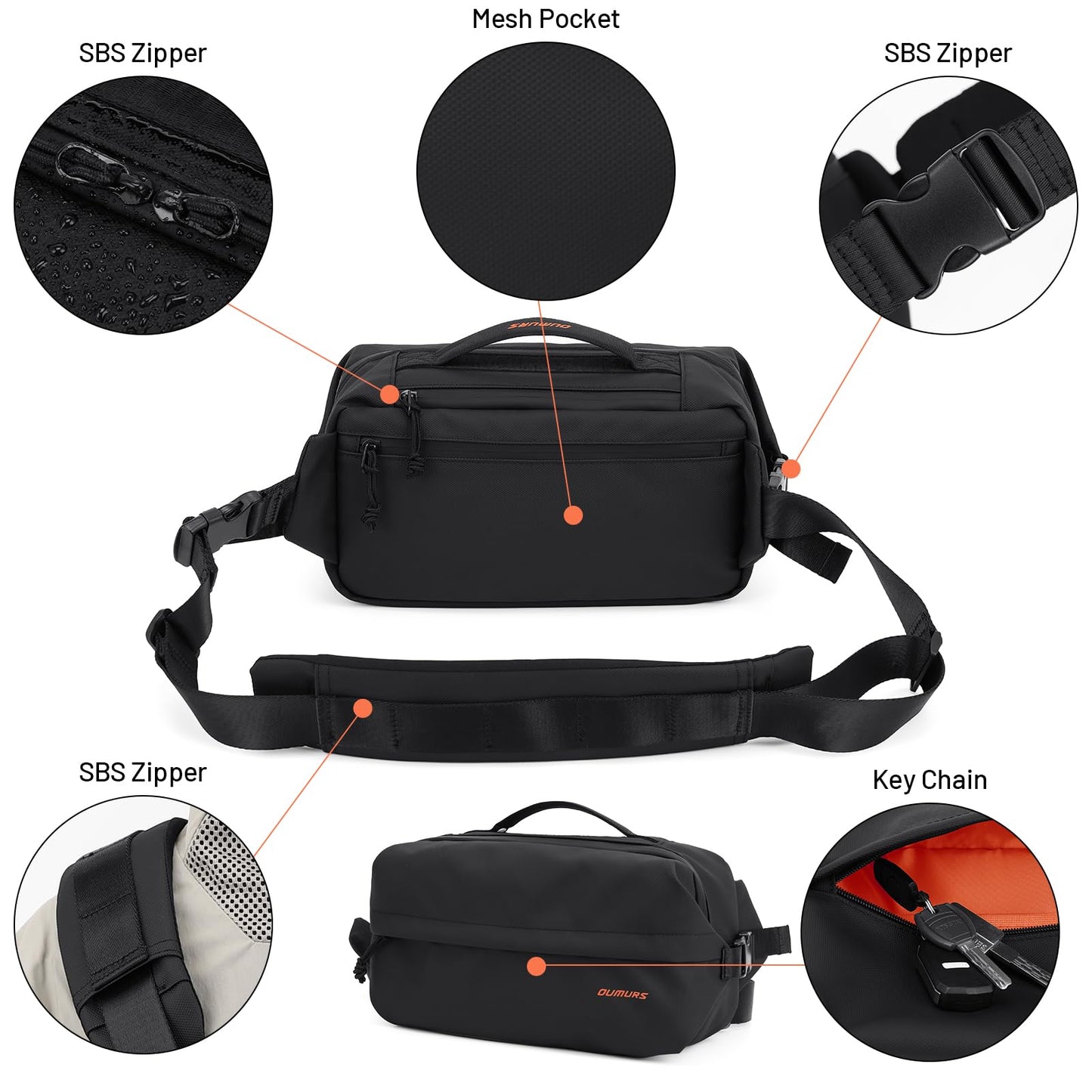 Oumurs 6L Crossbody Bag Sling Bag for Men and Women