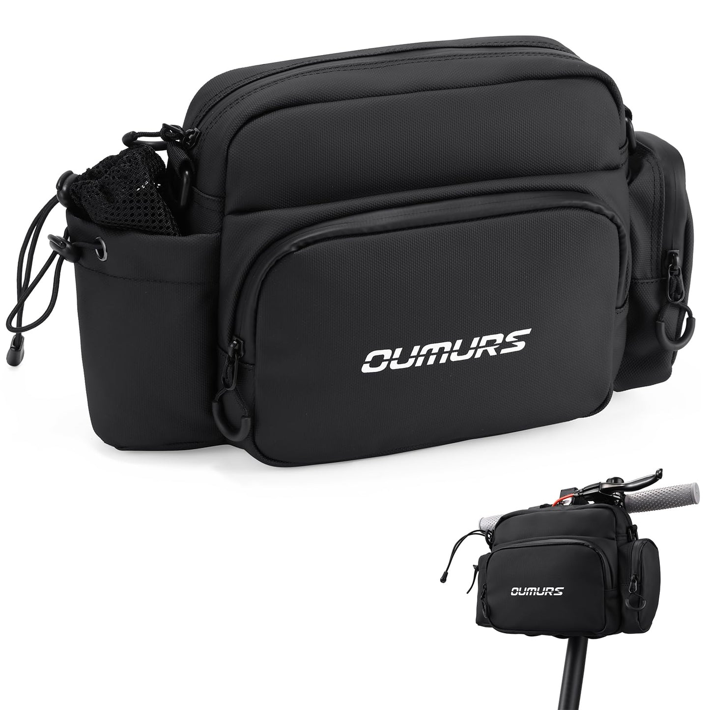 Oumurs Universal 1800D Motorcycle Handlebar Bag Water-resistant Sissy Bar Bag Reflective