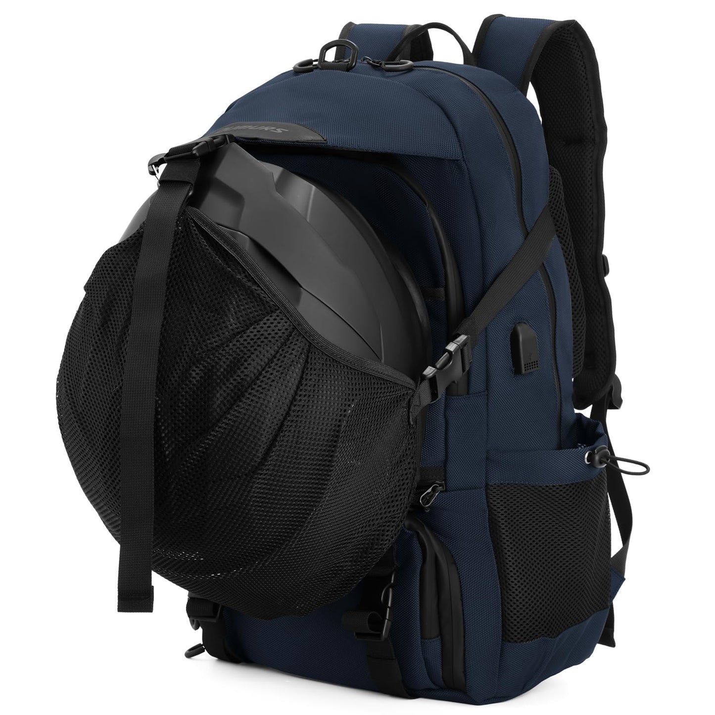 Oumurs Motorcycle Helmet Backpack 50L, Blue Water-resistant 1680D Oxford Fabric