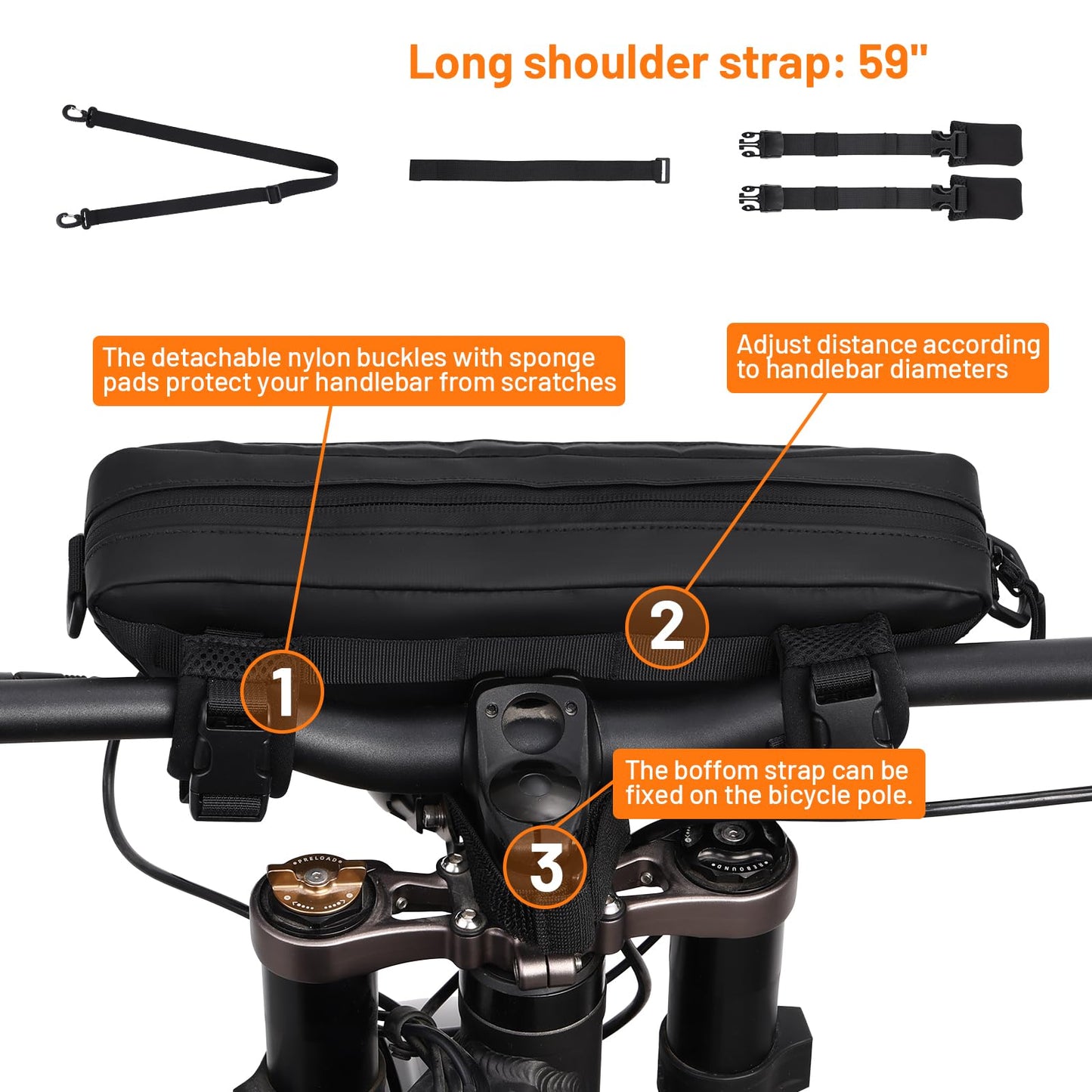 Oumurs Universal Motorcycle Handlebar Bag Water-resistant Bicycle Handlebar Bag Reflective Front Storage Bag