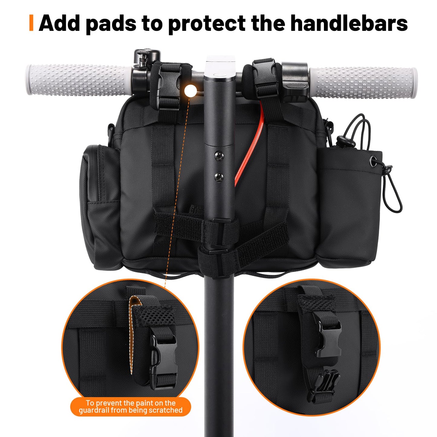Oumurs Universal 1800D Motorcycle Handlebar Bag Water-resistant Sissy Bar Bag Reflective