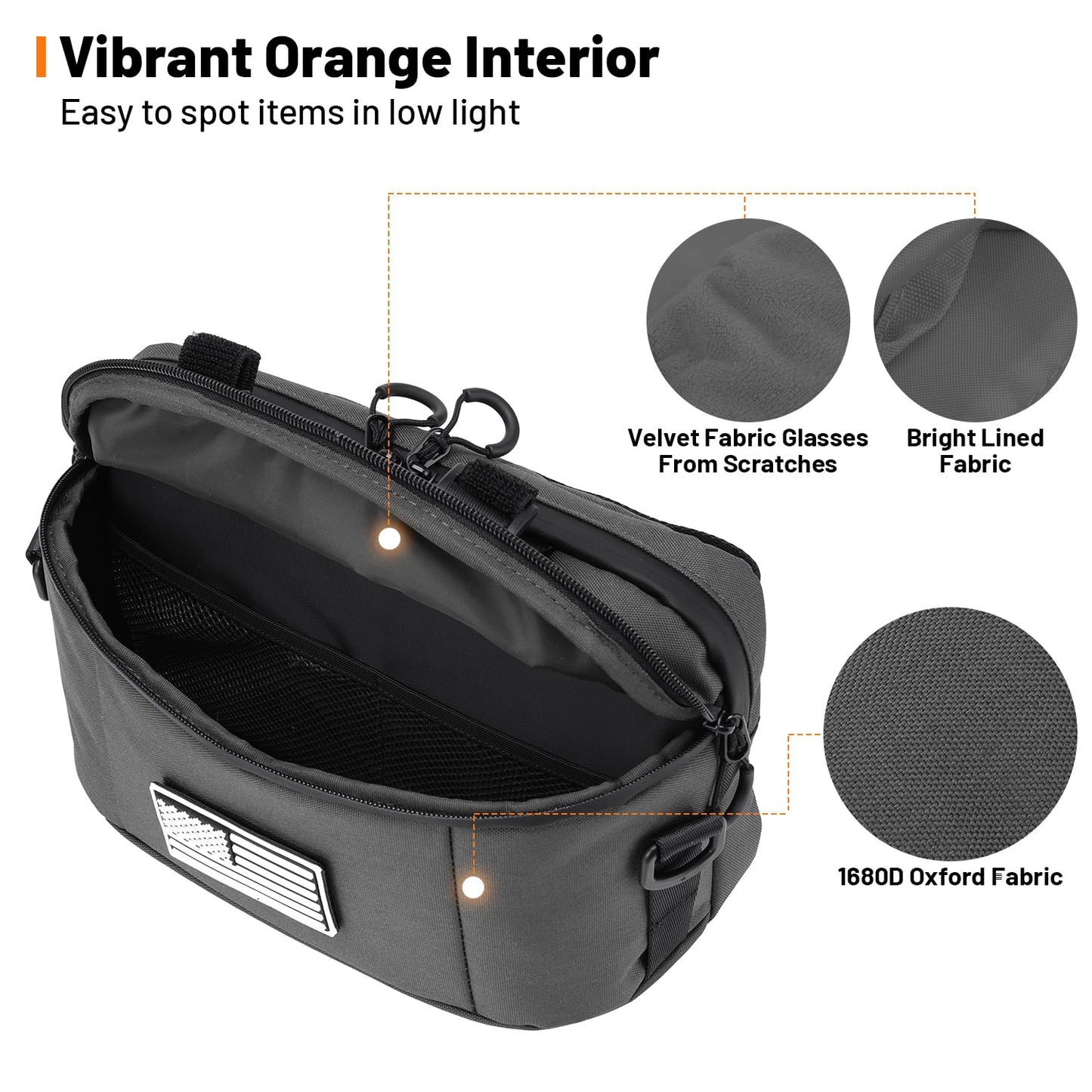 Motorcycle Handlebar Bag,600D Nylon Oxford Universal Bar bag American Flag Sissy Bar Bag Front Fork Storage Accessory Bag