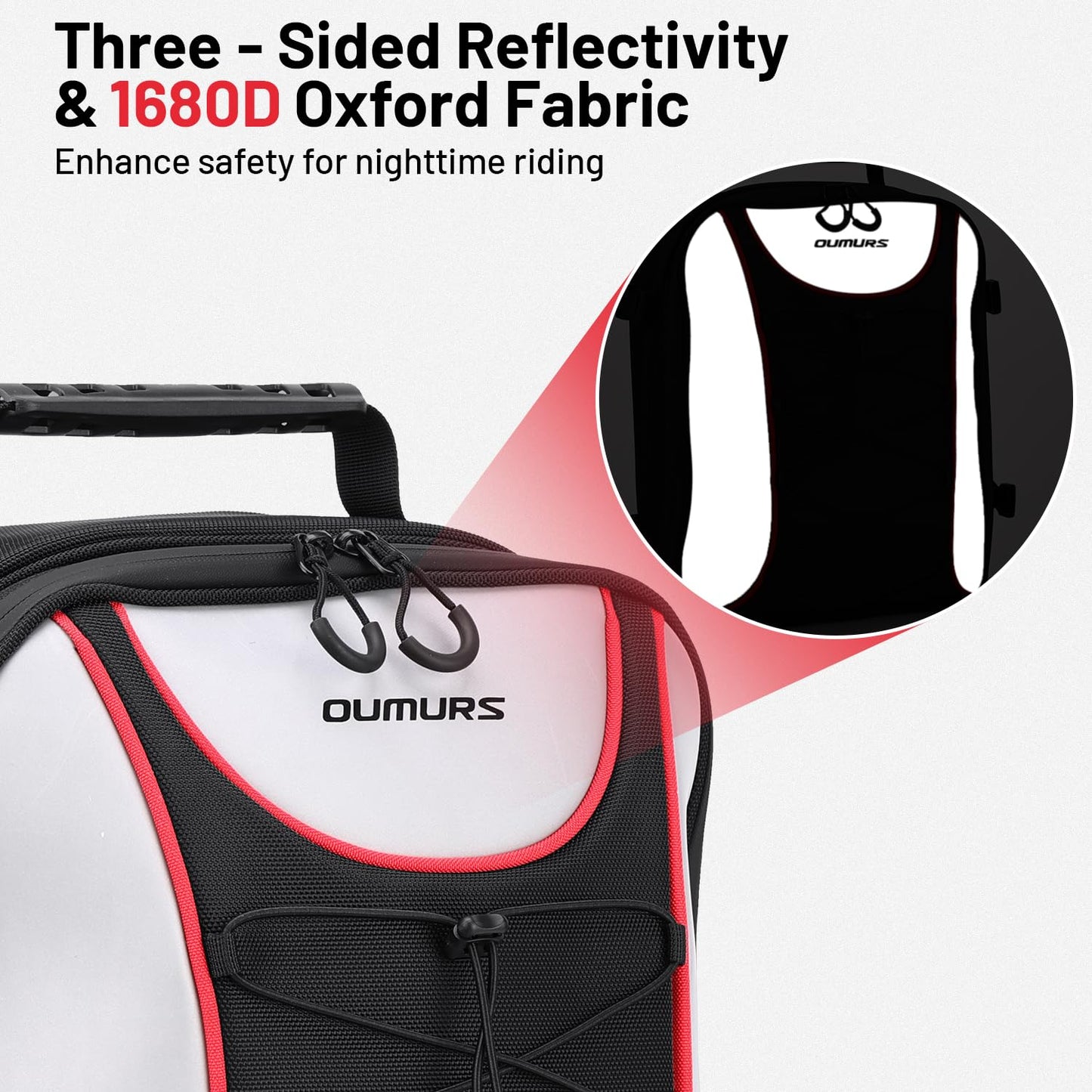 Oumurs 22L-34L Motorcycles Tail Bag,Reflective Backpack 1680D Oxford Motorcycle Bags Back Seat Luggage Bags