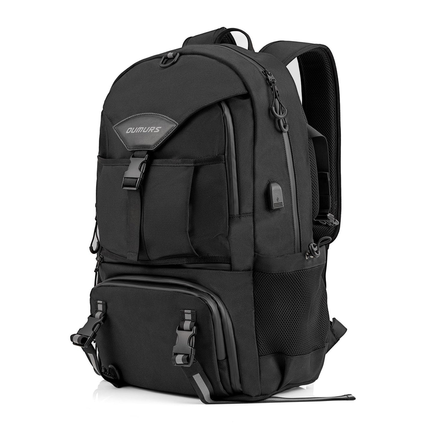 Oumurs Motorcycle Helmet Backpack 50L, Black Water-Resistant 1680D Oxford Fabric