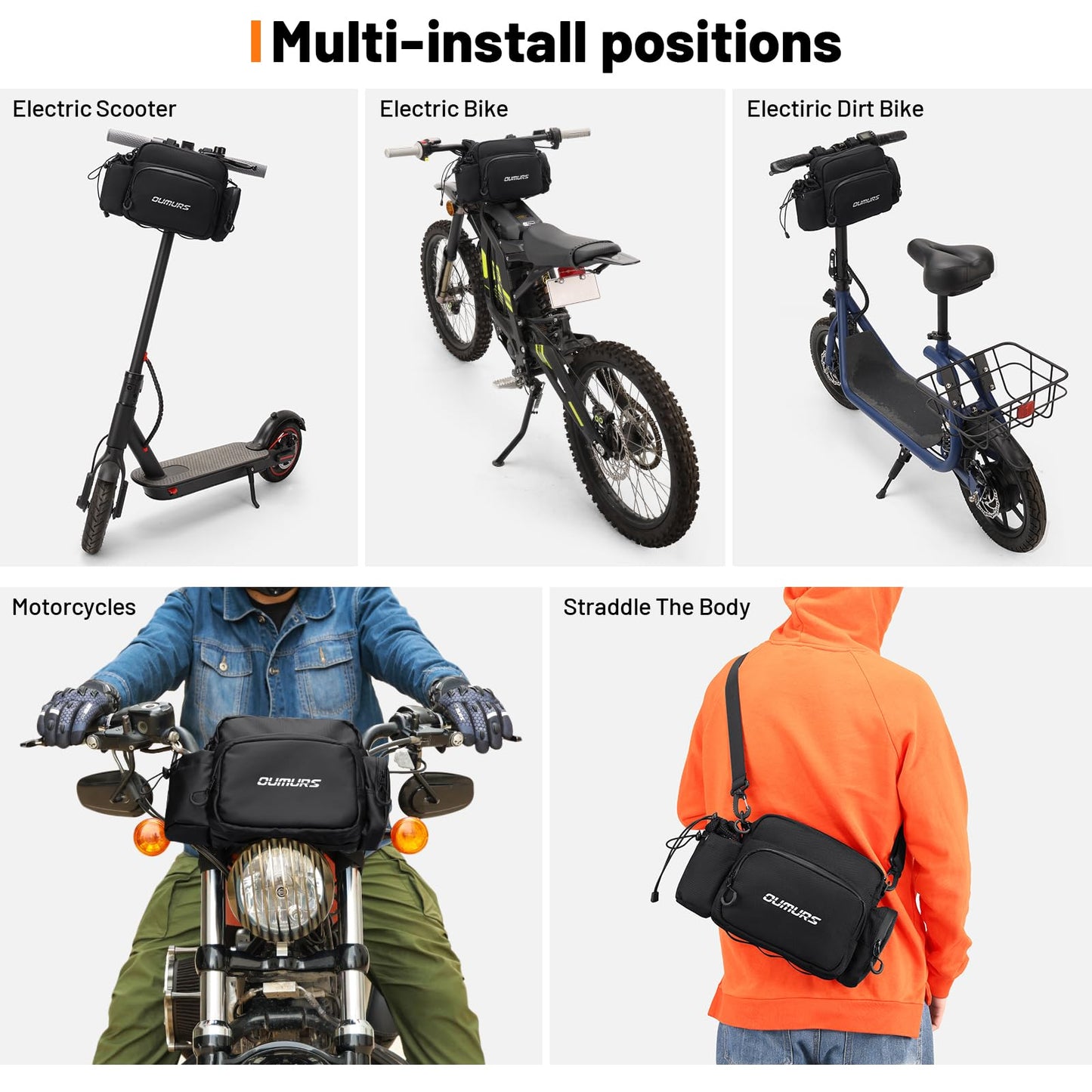 Oumurs Motorcycle Handlebar Bag 1680D Water-Resistant 18L,Sissy Bar Bag Bike
