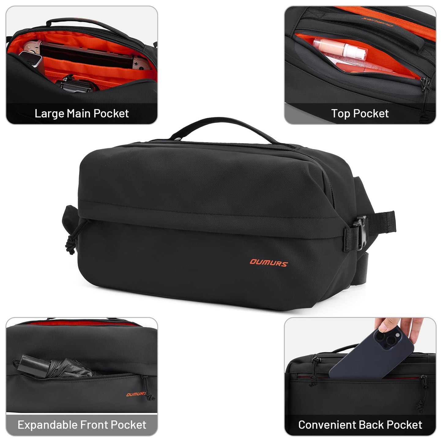 Oumurs 6L Crossbody Bag Sling Bag for Men and Women