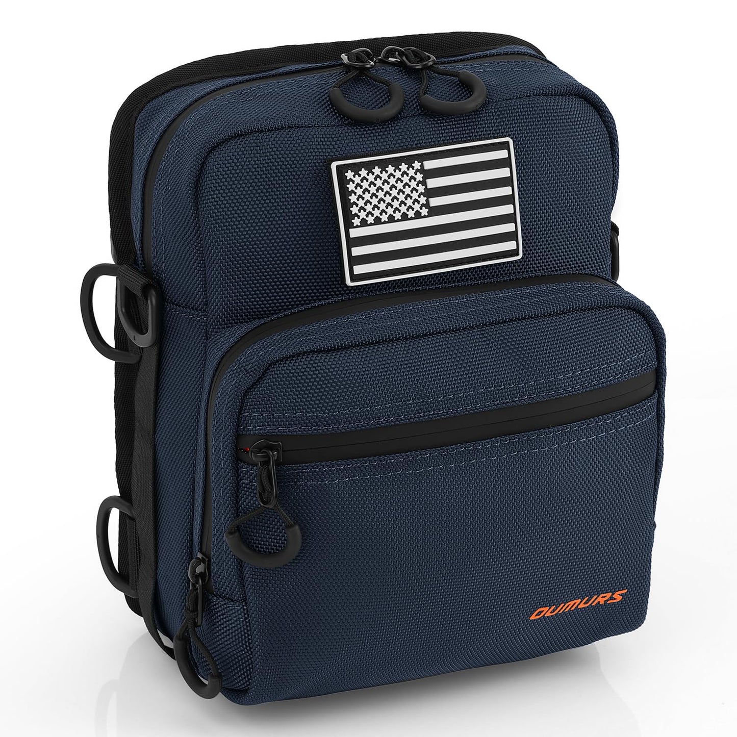OUMURS Motorcycle Handlebar Bag,Universal Bar bag American Flag 1680D Water-resistant Sissy Bar Bag