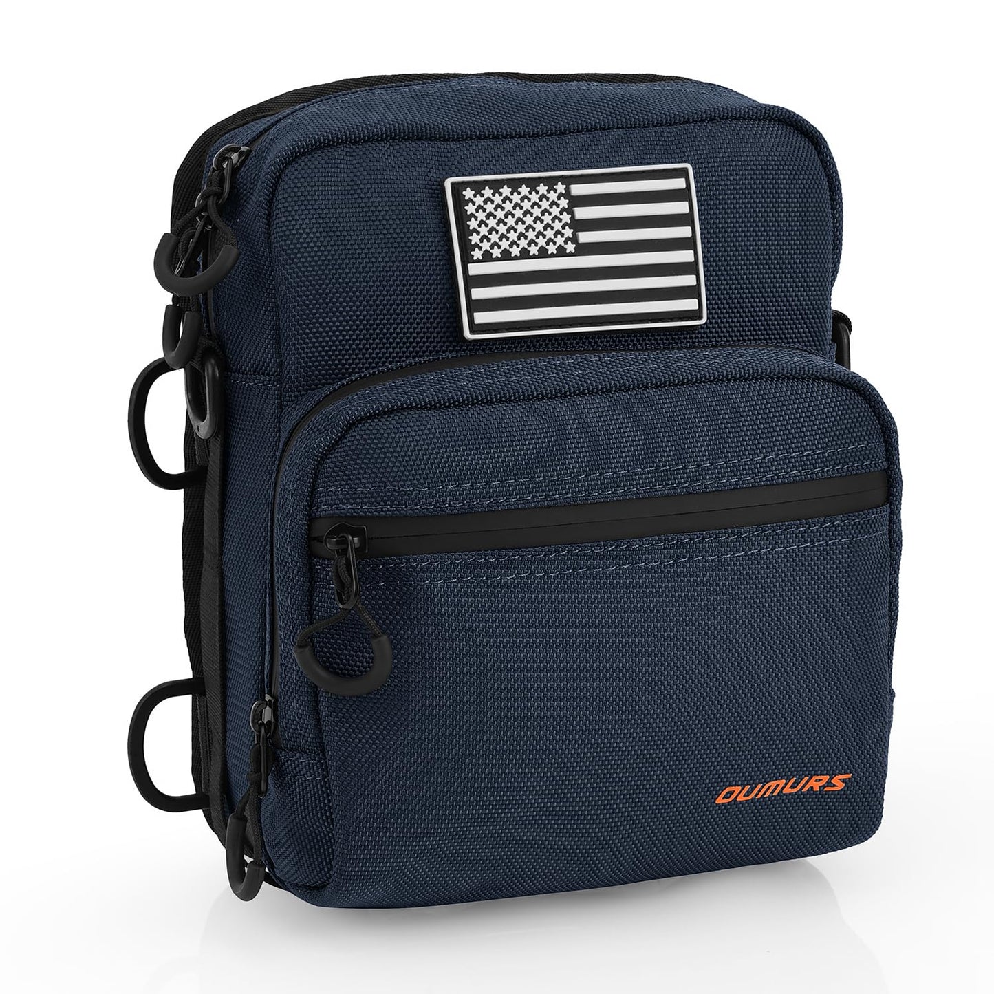OUMURS Motorcycle Handlebar Bag,Universal Bar bag American Flag 1680D Water-resistant Sissy Bar Bag