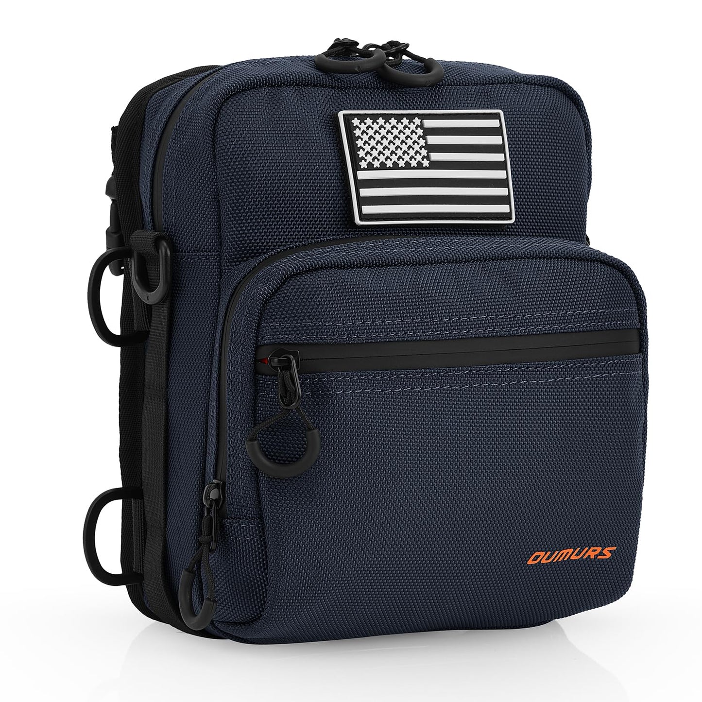 OUMURS Motorcycle Handlebar Bag,Universal Bar bag American Flag 1680D Water-resistant Sissy Bar Bag