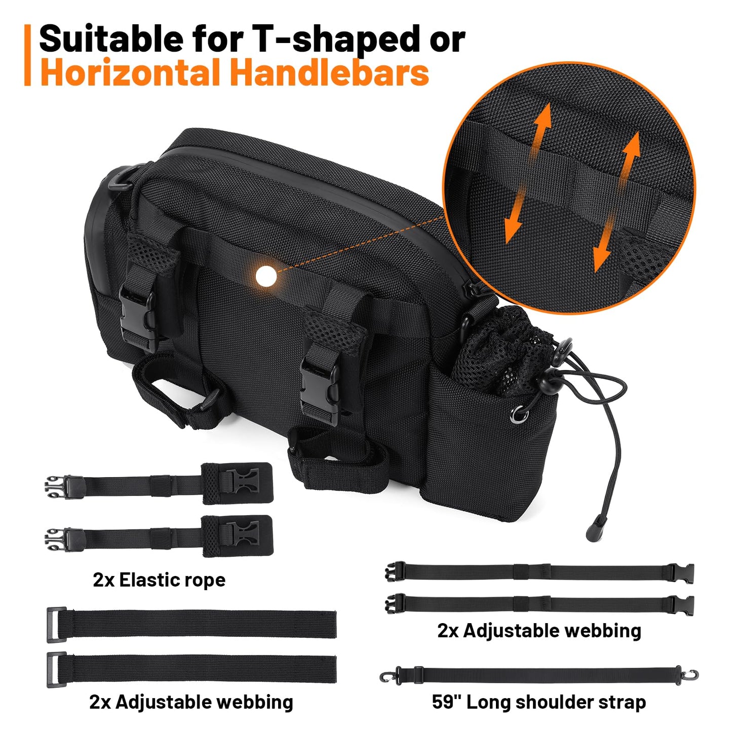 Oumurs Motorcycle Handlebar Bag 1680D Water-Resistant 18L,Sissy Bar Bag Bike