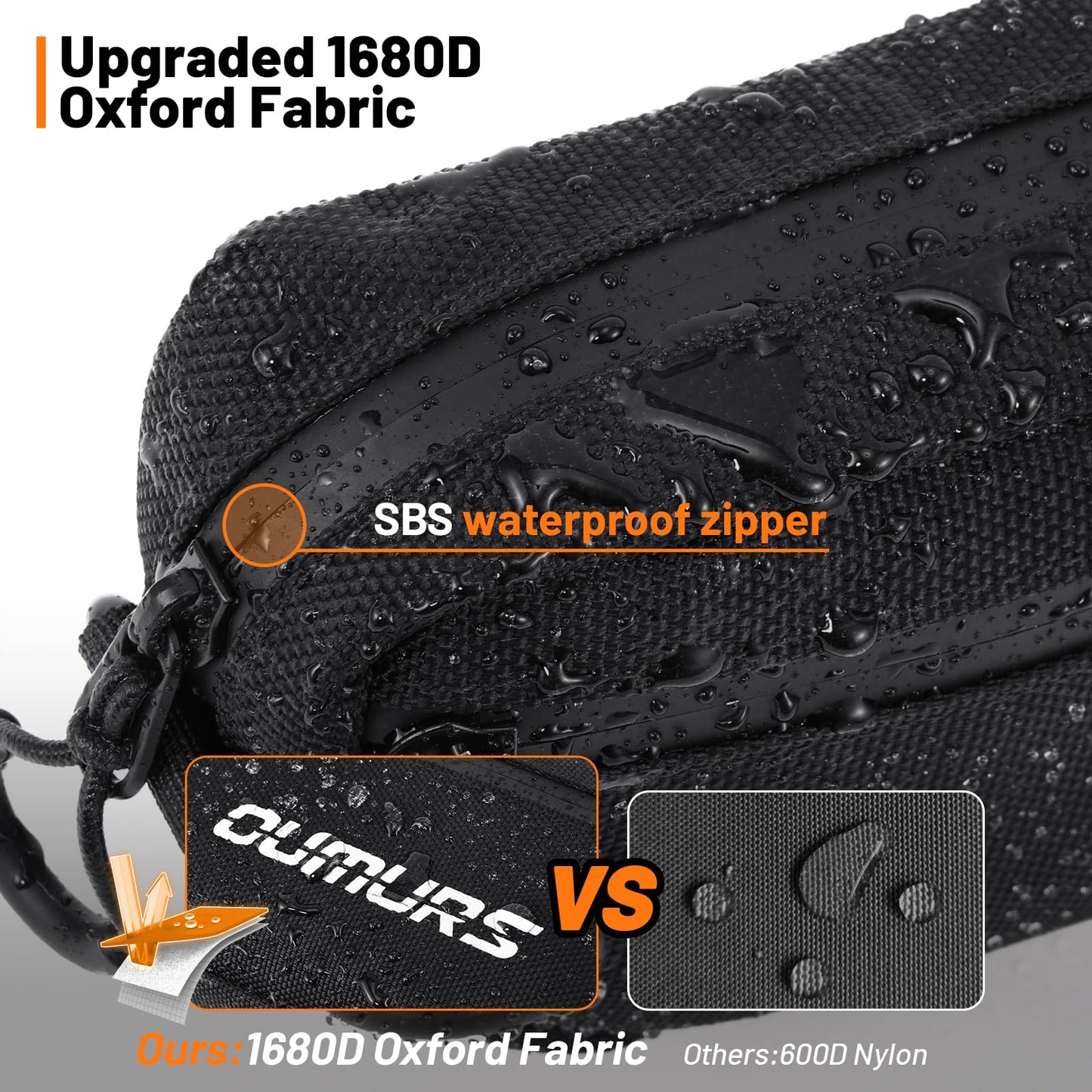 Oumurs Universal 1680D Motorcycle handlebar bag Water-resistant Reflective Bicycle Handle bar BagFront Storage Bag