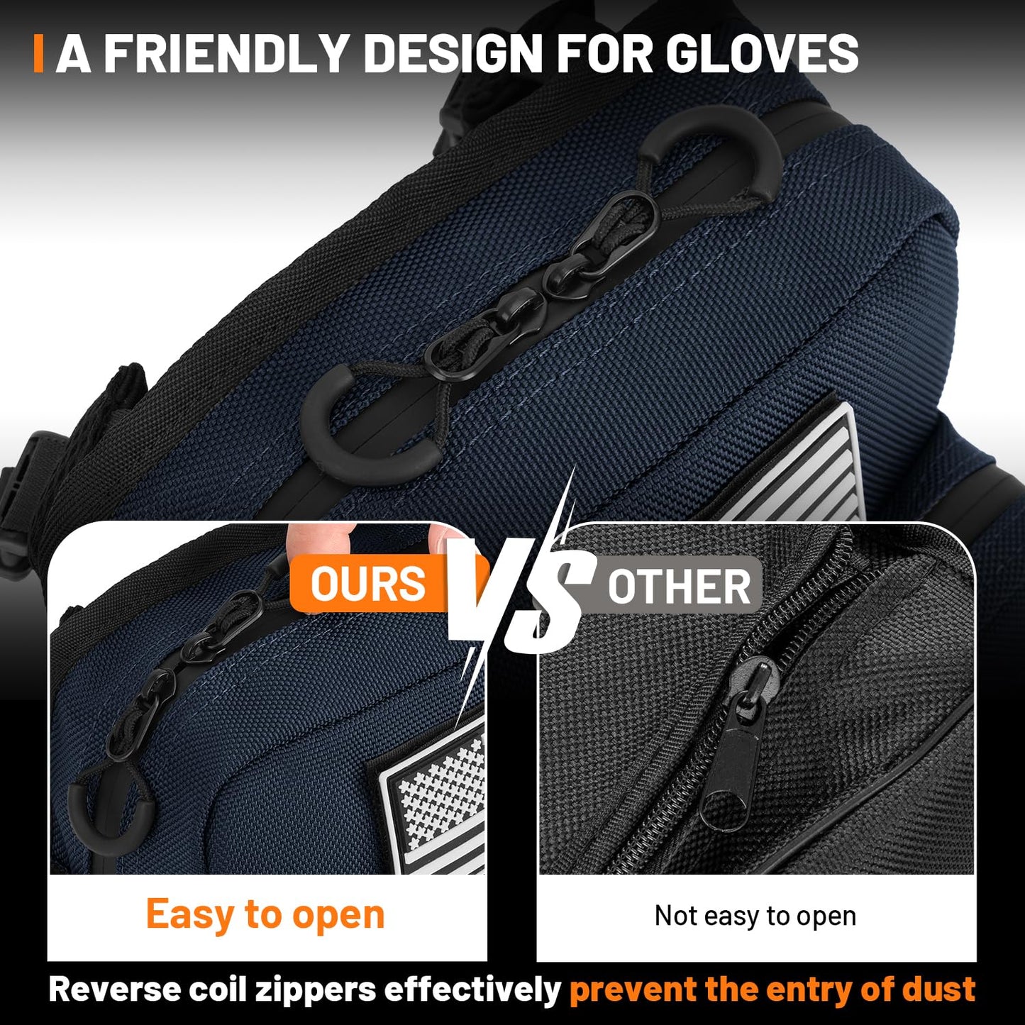OUMURS Motorcycle Handlebar Bag,Universal Bar bag American Flag 1680D Water-resistant Sissy Bar Bag