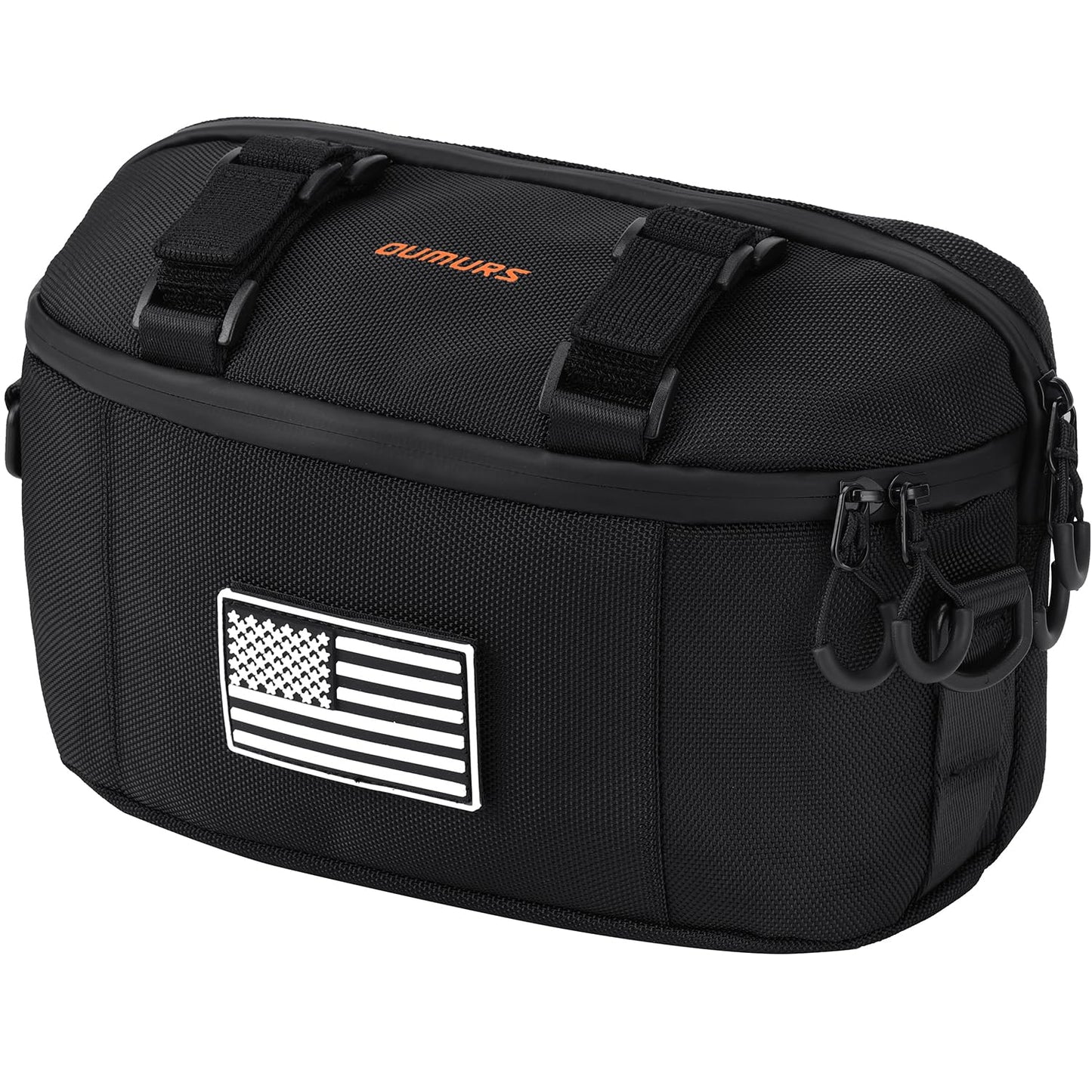 Oumurs Motorcycle Handlebar Bag,1680D Water-resistant Universal Bar bag American Flag Sissy Bar Bag