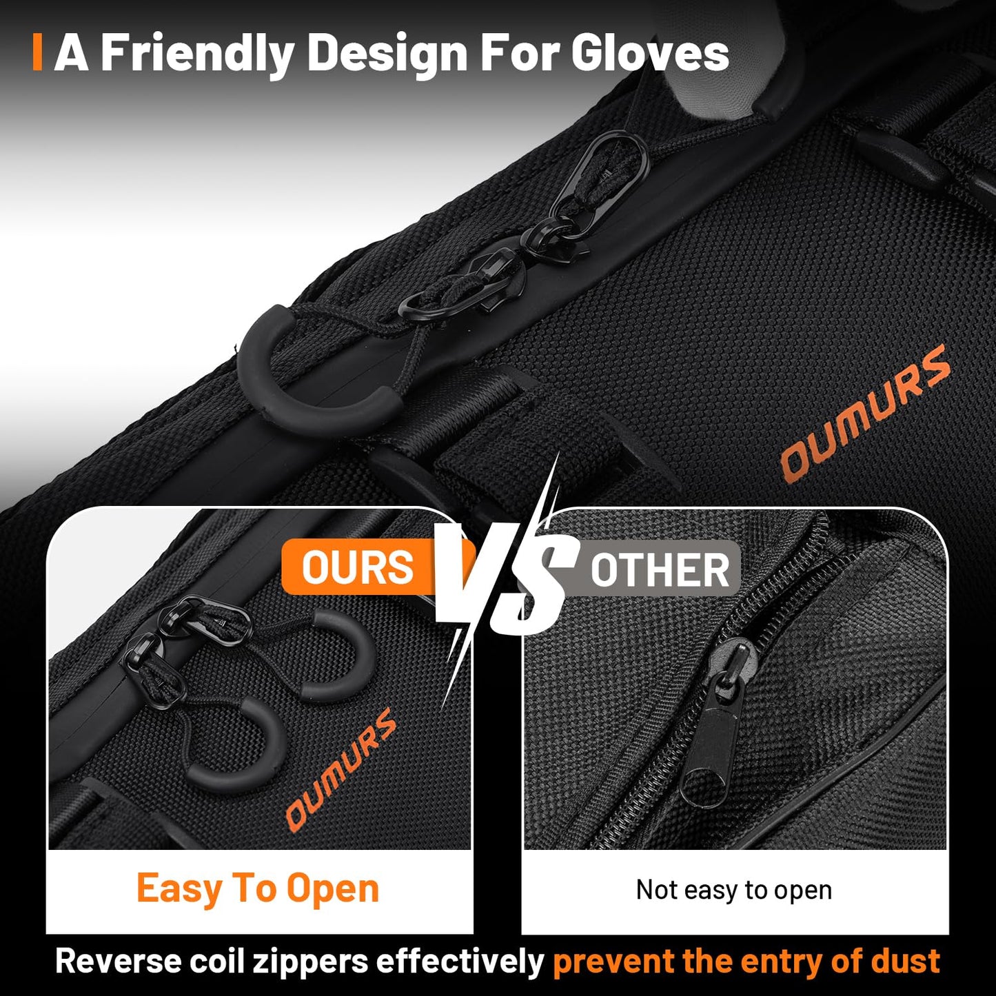 Oumurs Motorcycle Handlebar Bag,1680D Water-resistant Universal Bar bag American Flag Sissy Bar Bag