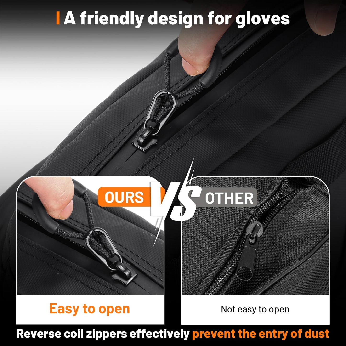 Oumurs Universal 1800D Motorcycle Handlebar Bag Water-resistant Sissy Bar Bag Reflective