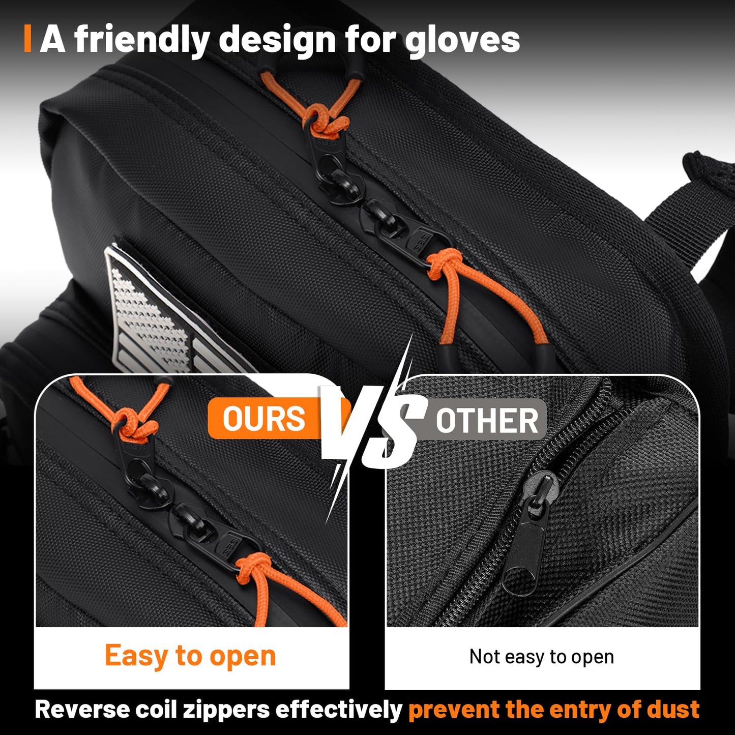 Oumurs Motorcycle Handlebar Bags,Water-resistant Universal Bar bag American Flag Sissy Bar Bag Front Fork Storage Accessory Bag, For Softail Dyna Sportsters Dirt Bike Scooter E-bike Bicycle