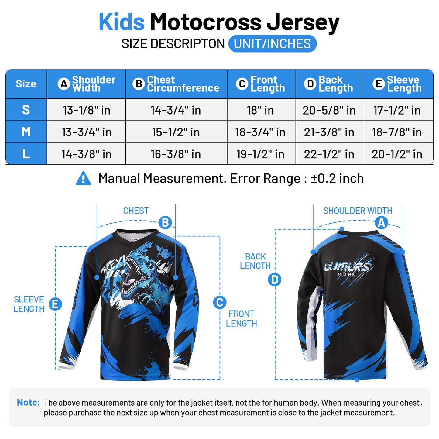 Kids Motocross Jersey Dinosaur for Dirt Bike
