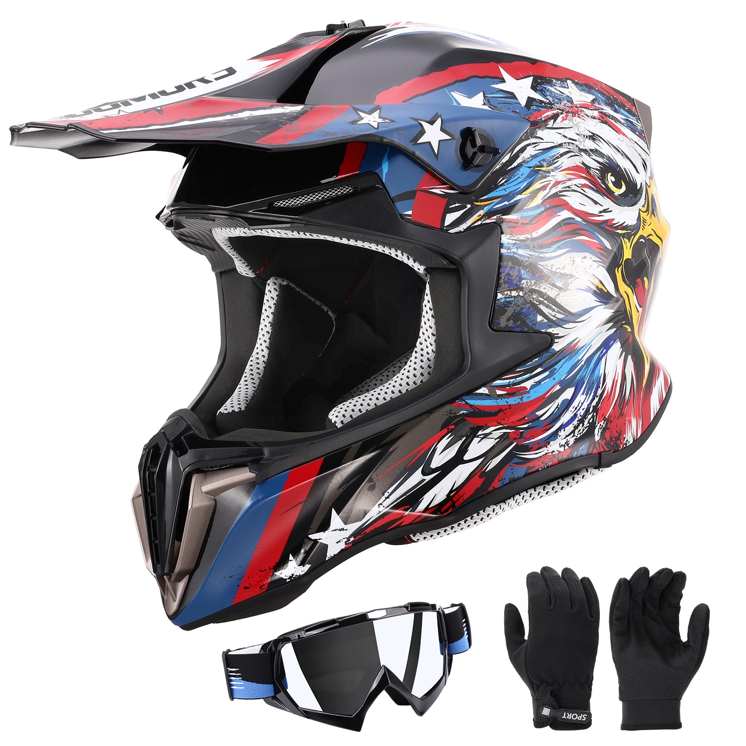 DOT Dirt Bike Helmet for Kids Eagle Blue