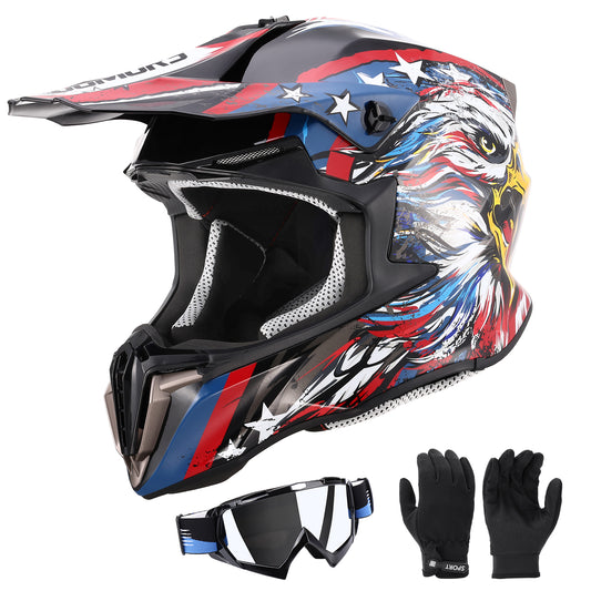 DOT Dirt Bike Helmet for Kids Eagle Blue