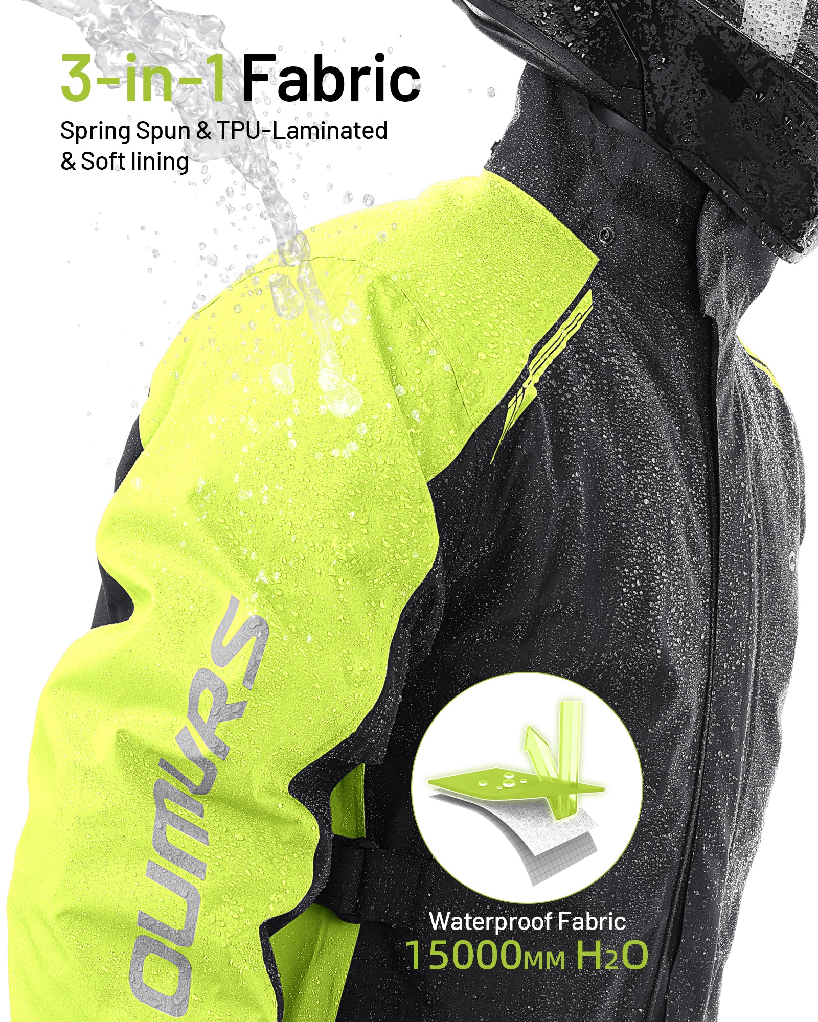 Motorcycle Rain Suit Black Green