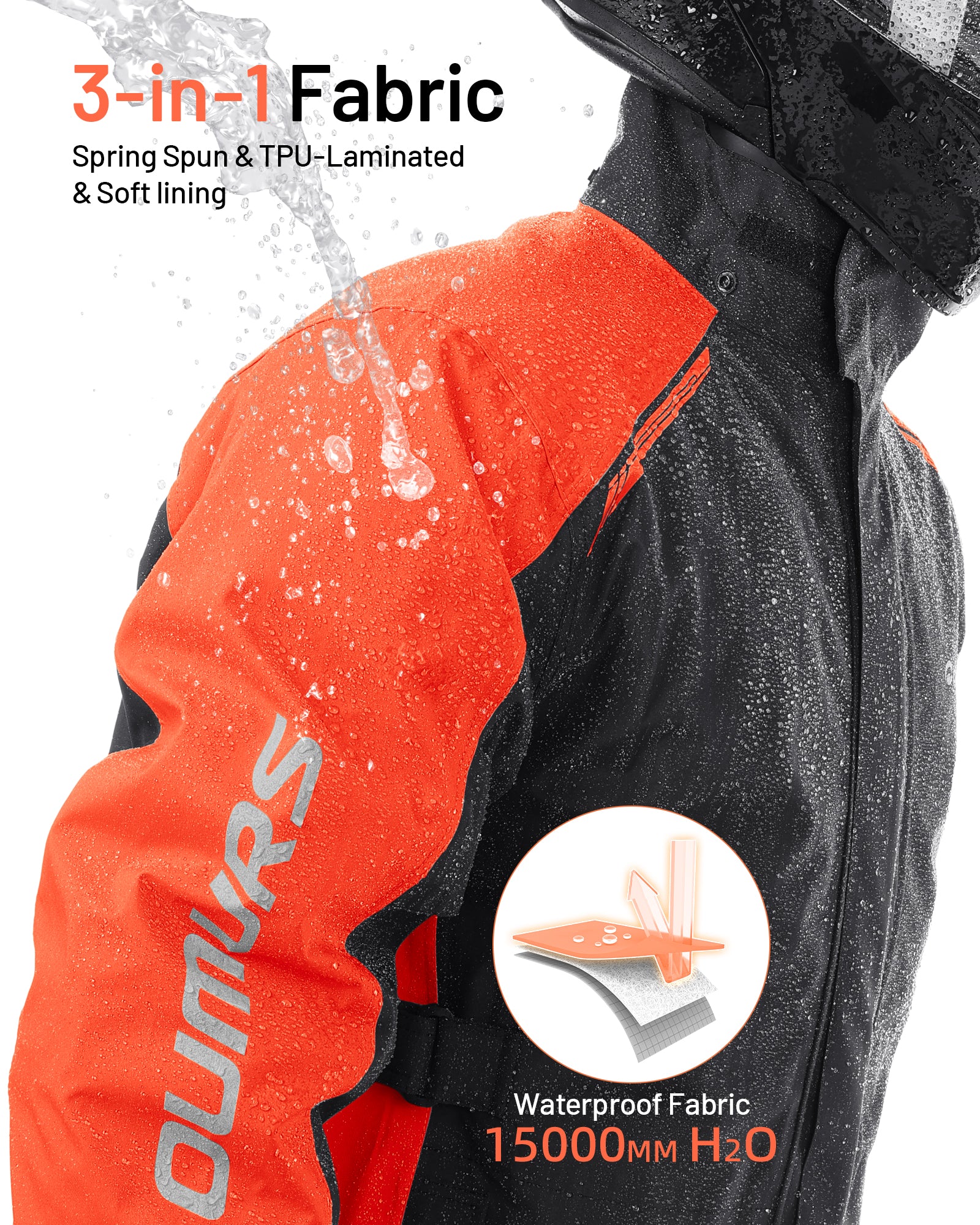 Motorcycle Rain Suit Black Orange