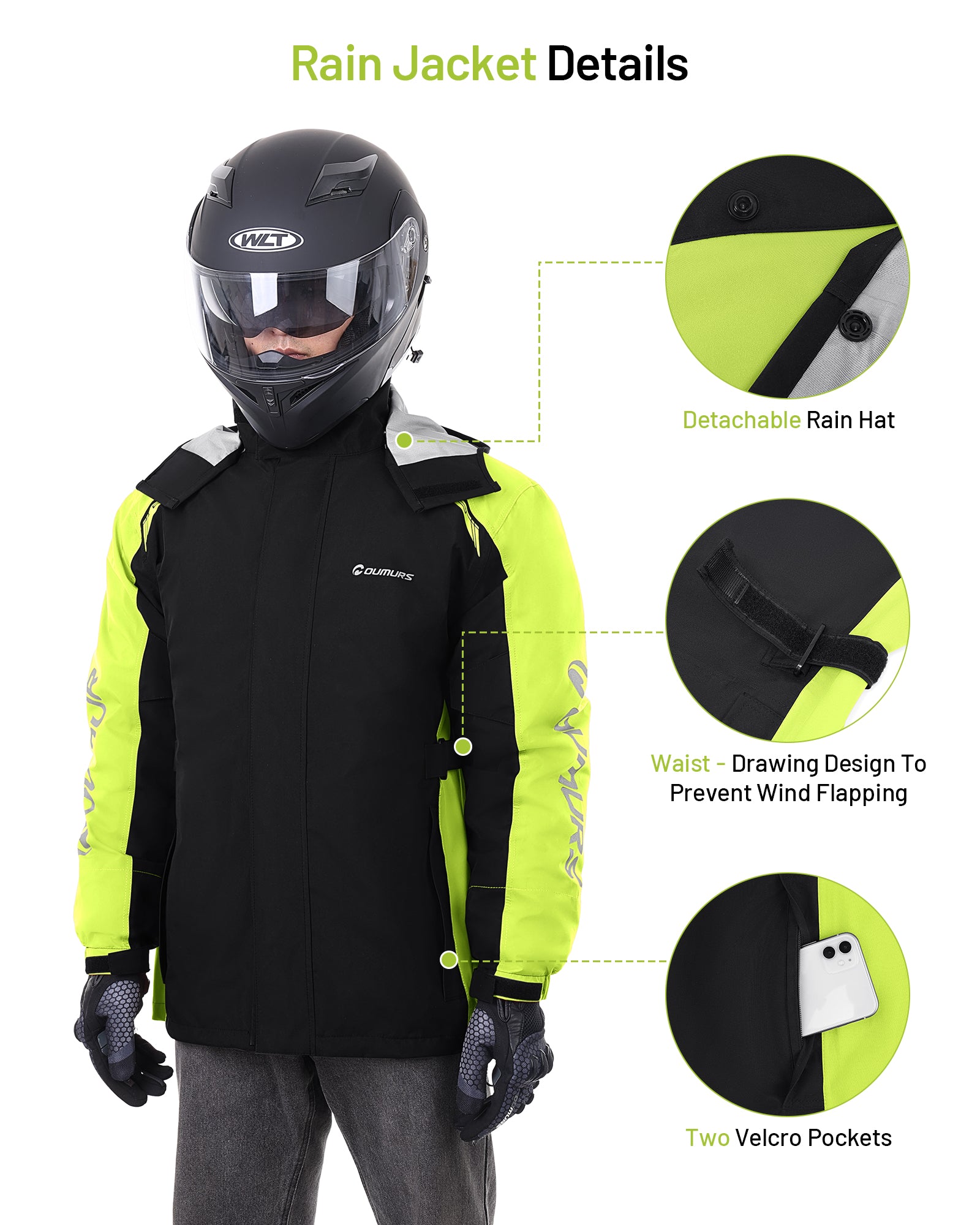 Motorcycle Rain Suit Black Green