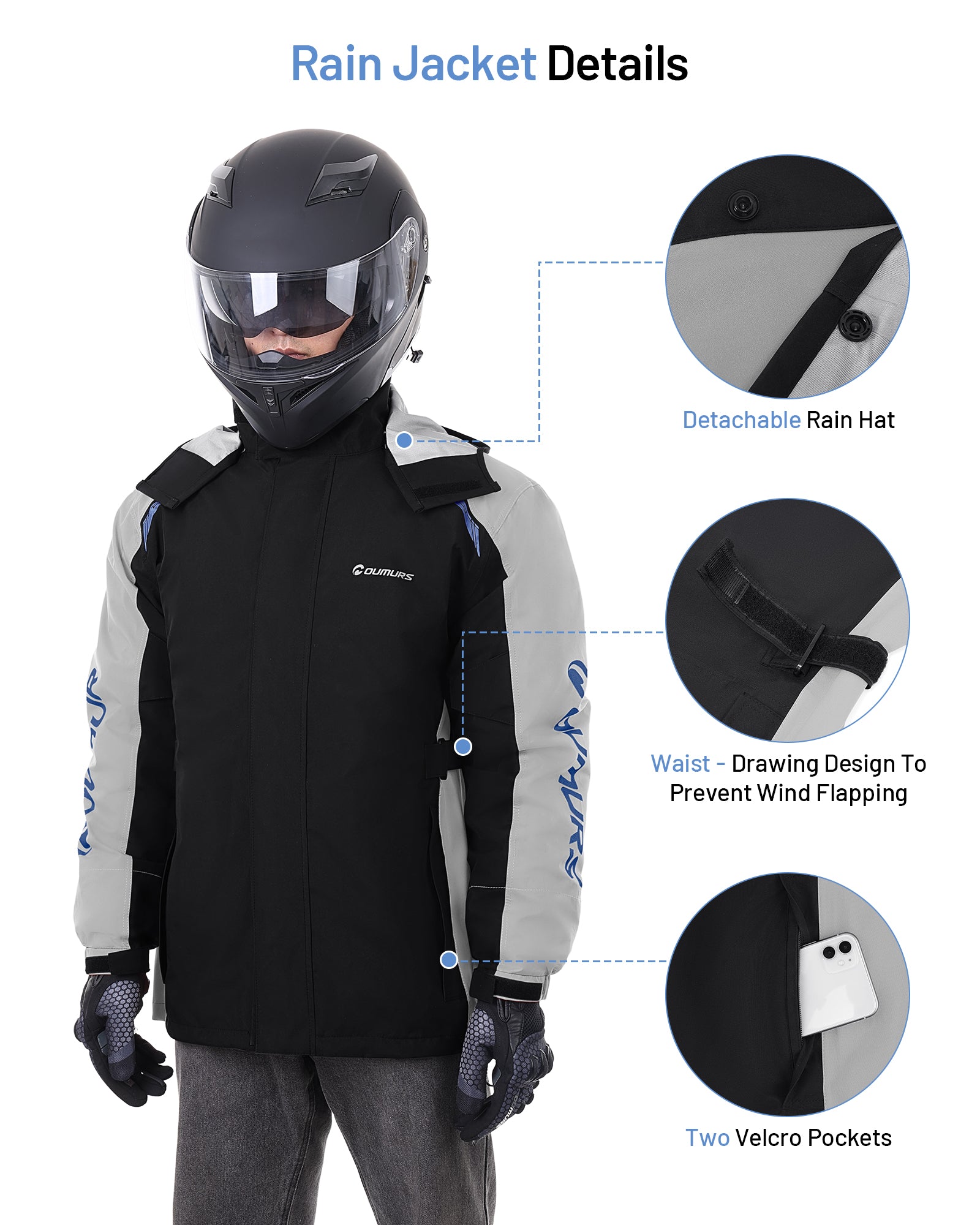Motorcycle Rain Suit Black Grey