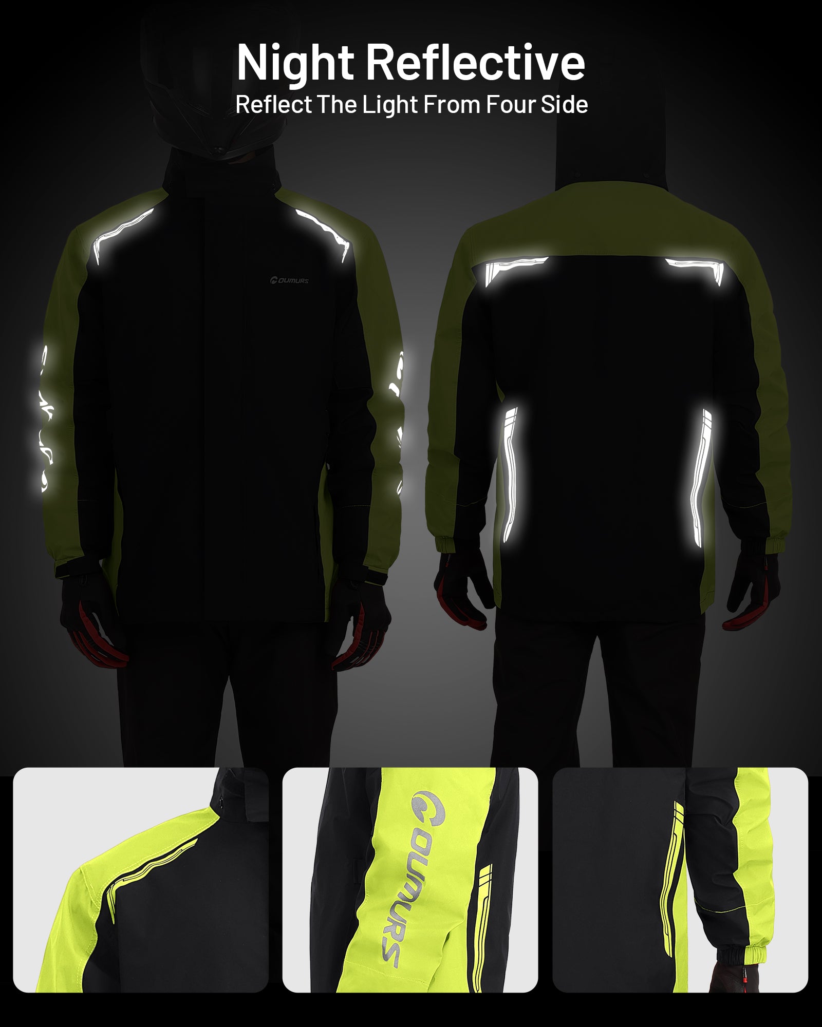 Motorcycle Rain Suit Black Green