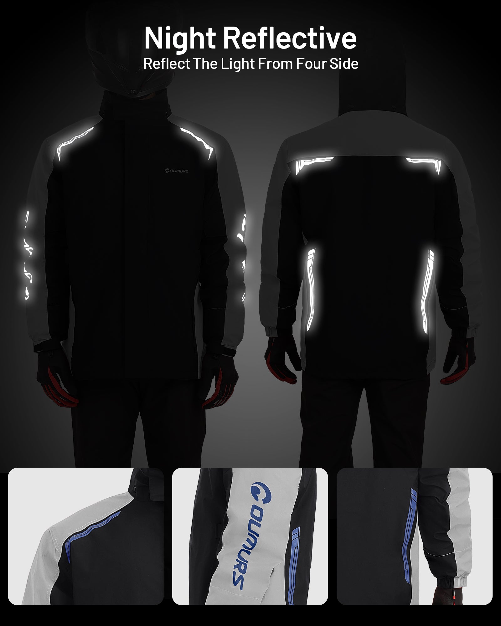 Motorcycle Rain Suit Black Grey