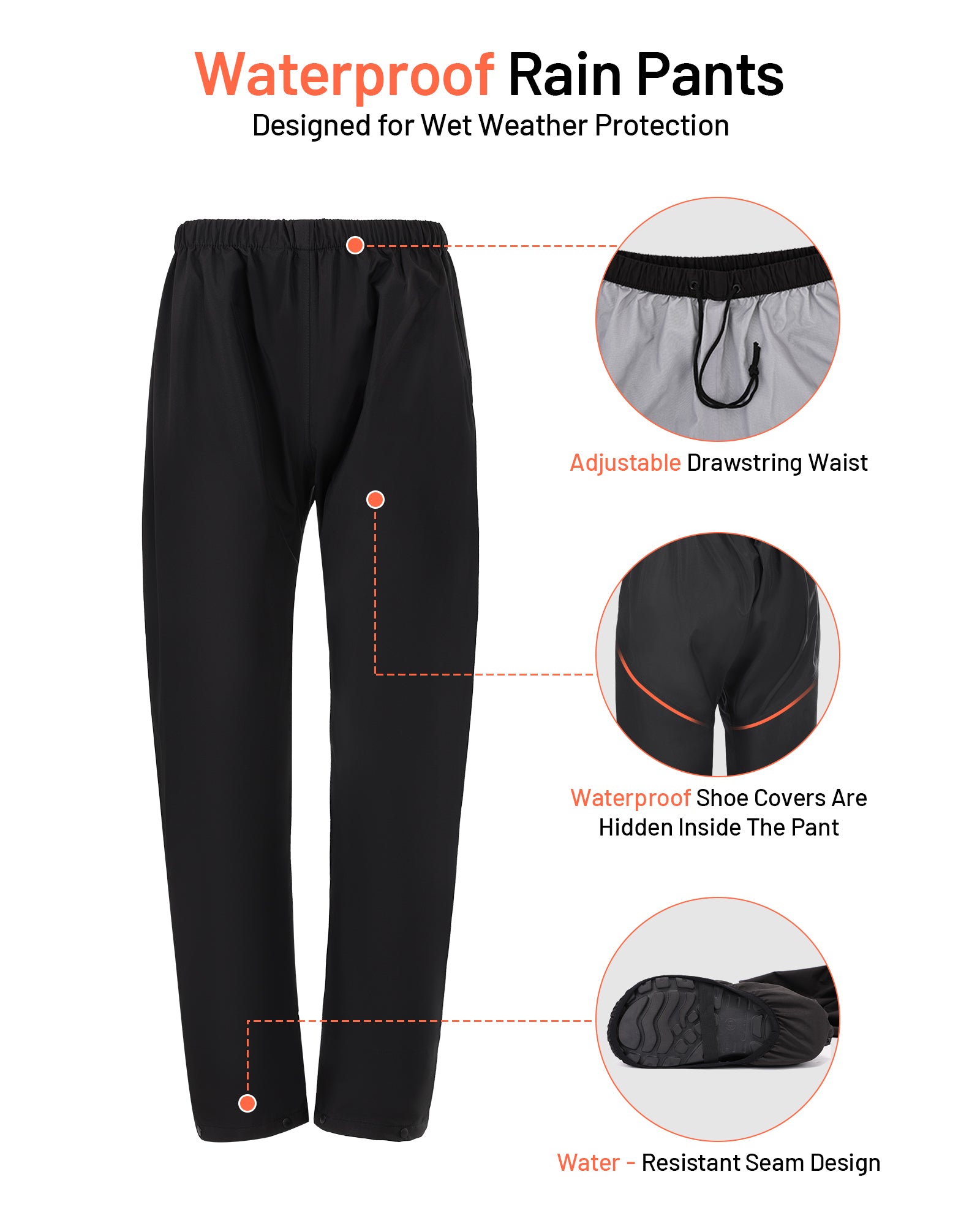 Motorcycle Rain Suit Black Orange