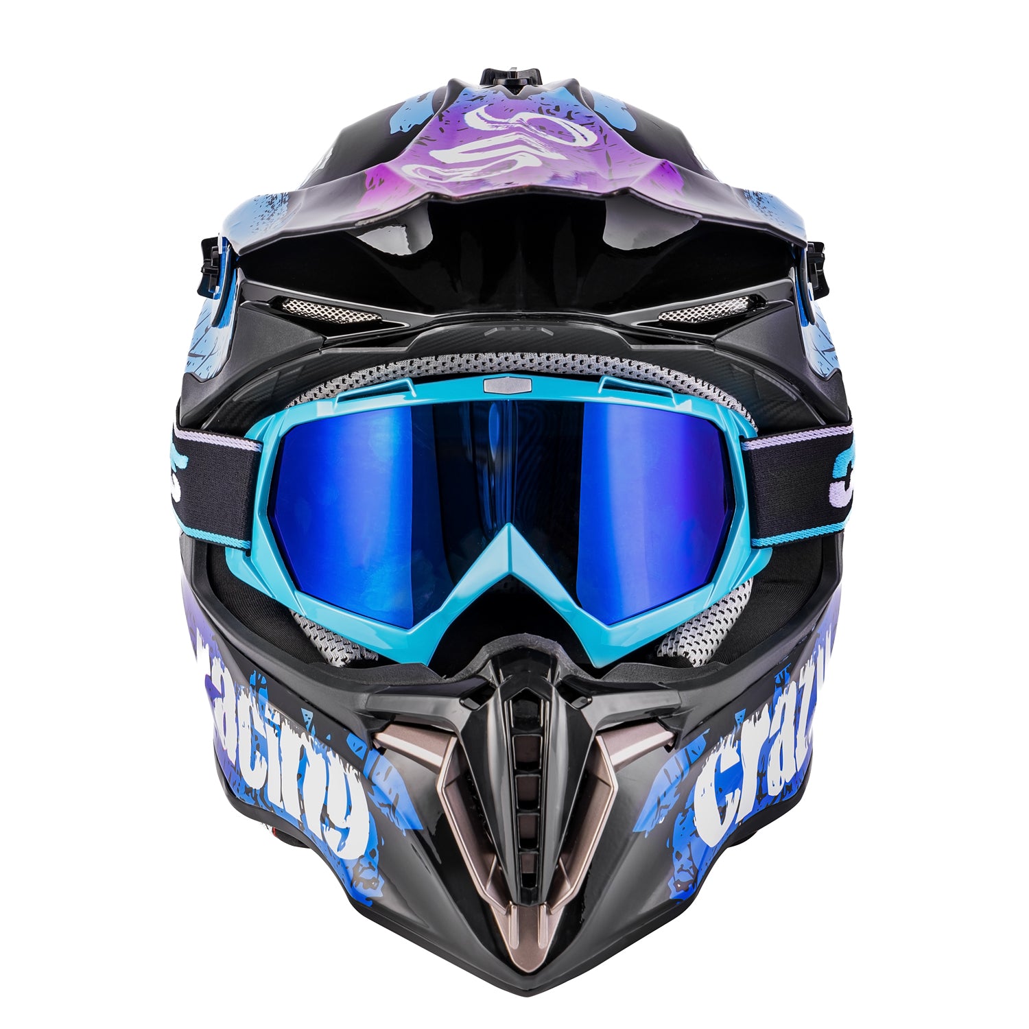 Adult ATV Dirt Bike Helmet Crazy Blue
