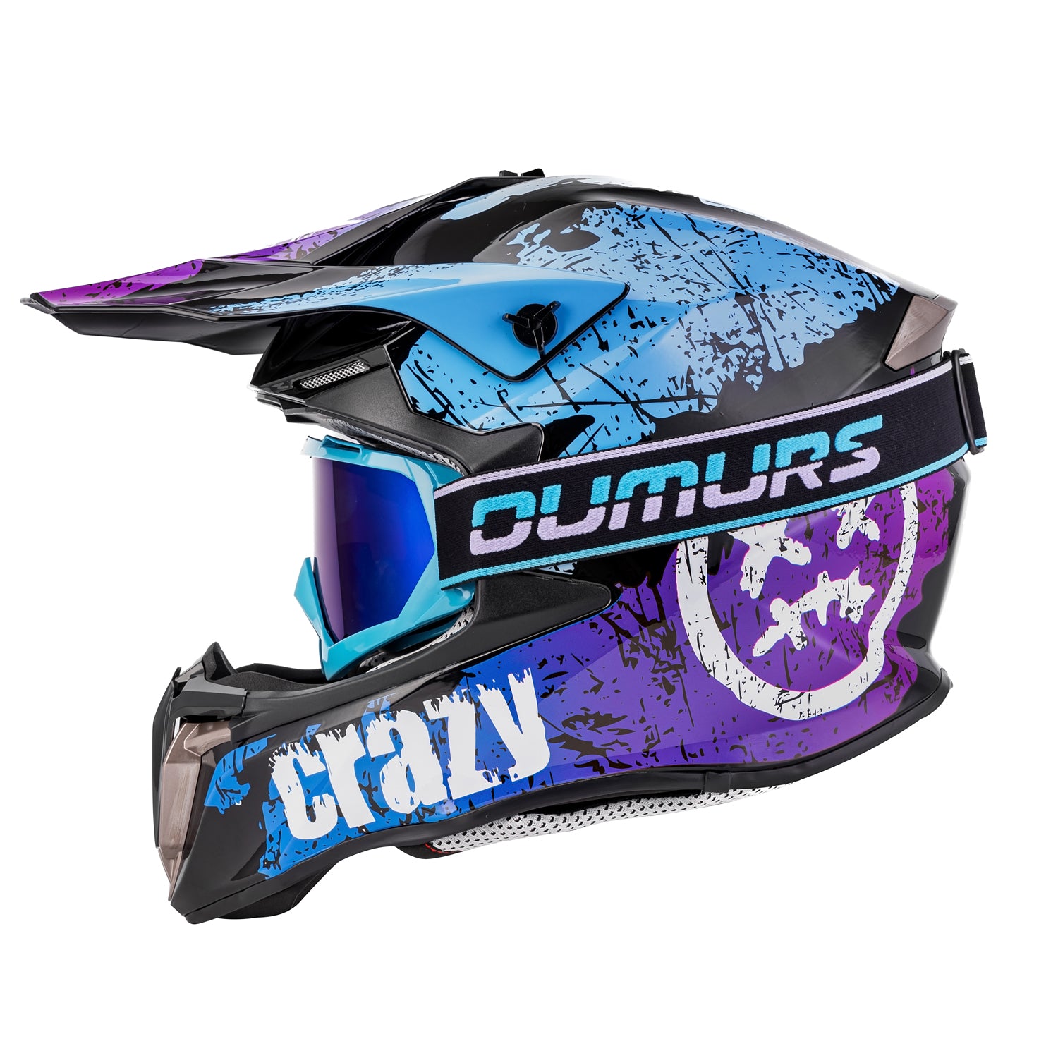 Adult ATV Dirt Bike Helmet Crazy Blue