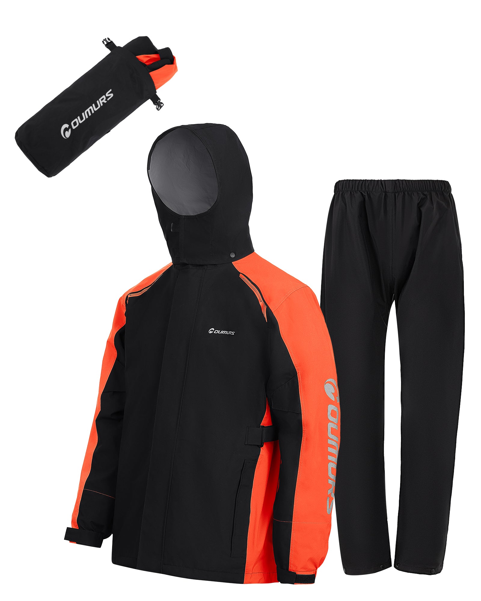 Motorcycle Rain Suit Black Orange