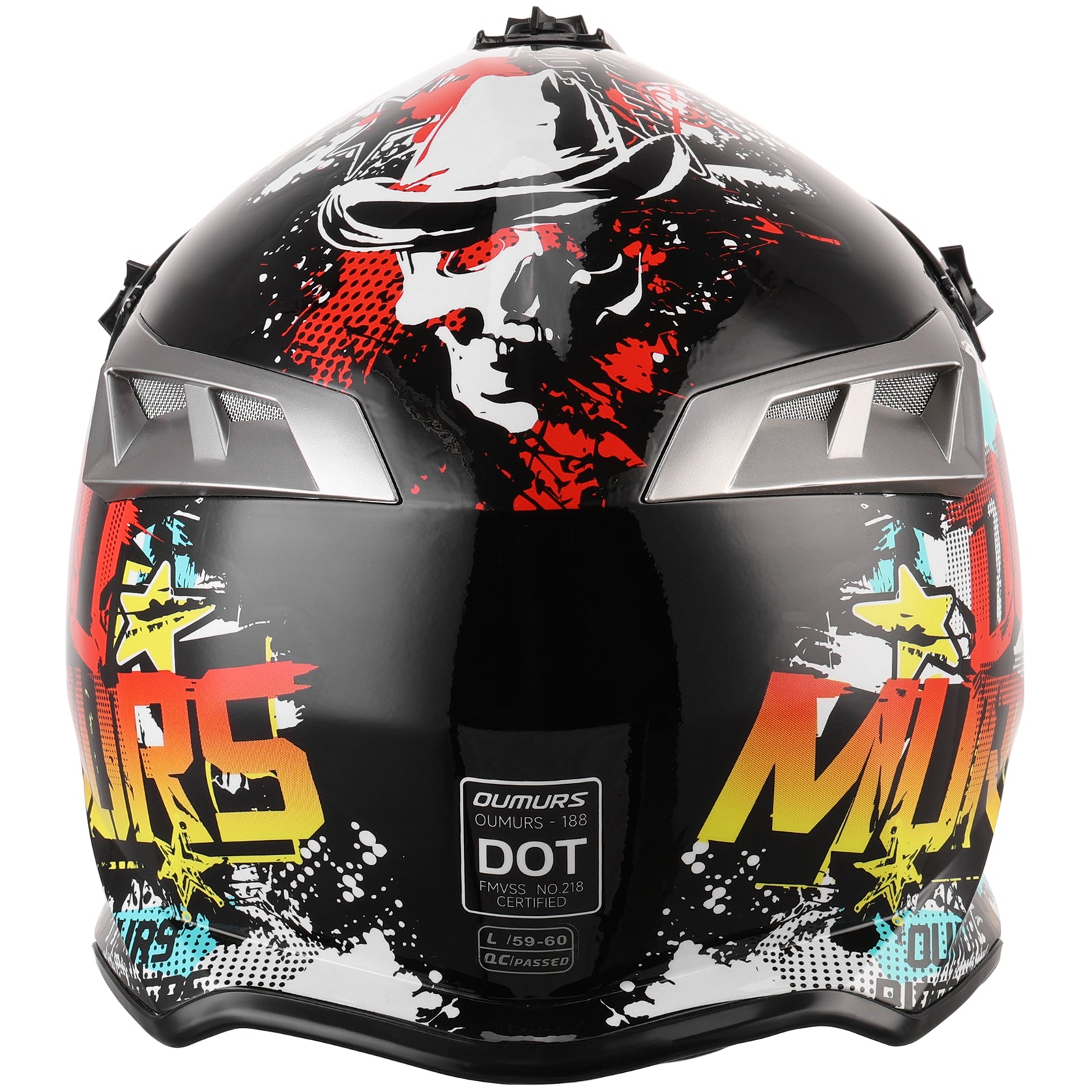 DOT Adult Dirt Bike Helmet White Cowboy