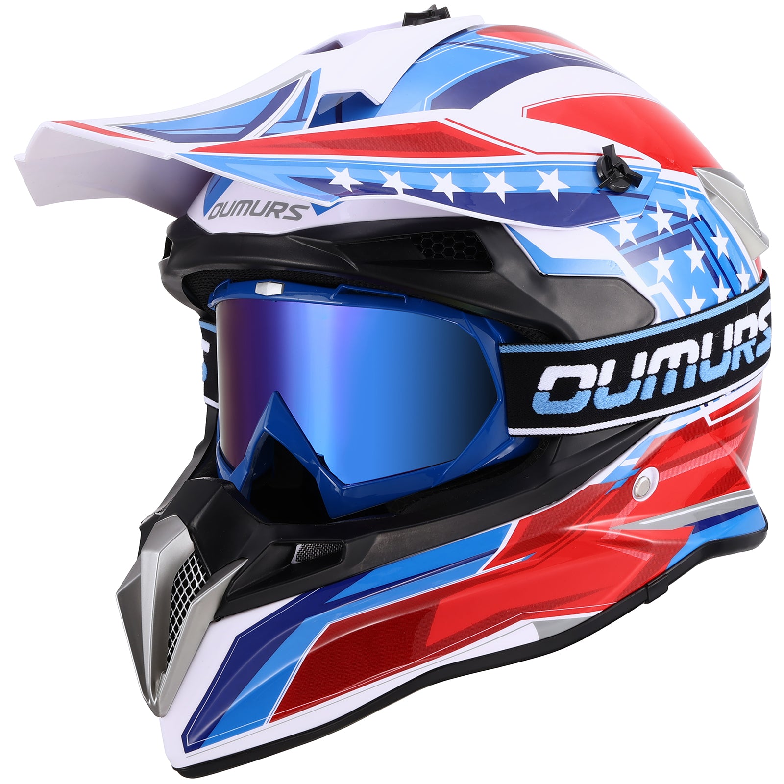 DOT Adult Dirt Bike Helmet Blue Star
