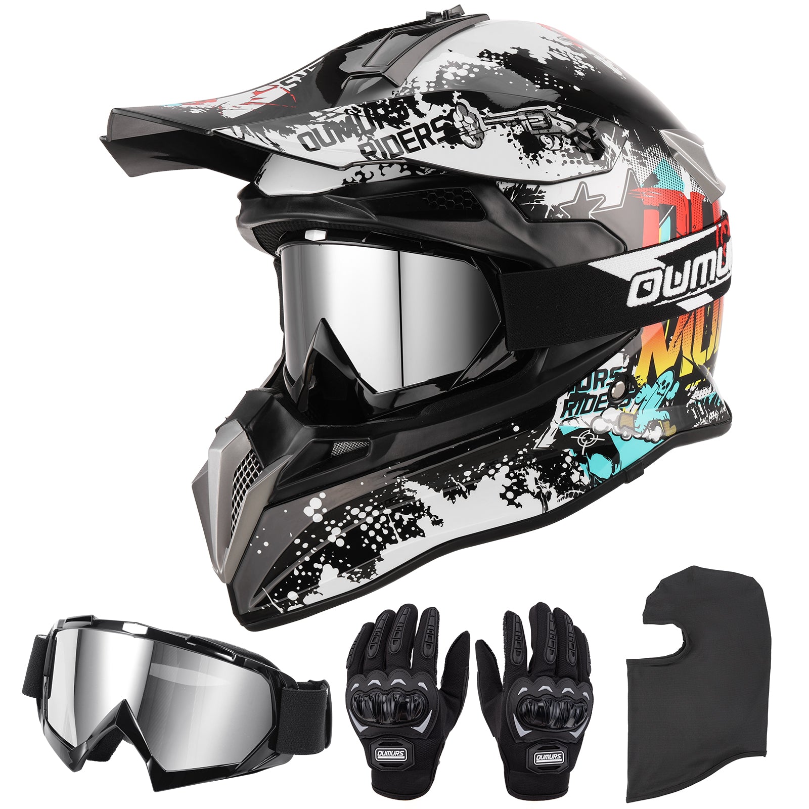 DOT Adult Dirt Bike Helmet White Cowboy