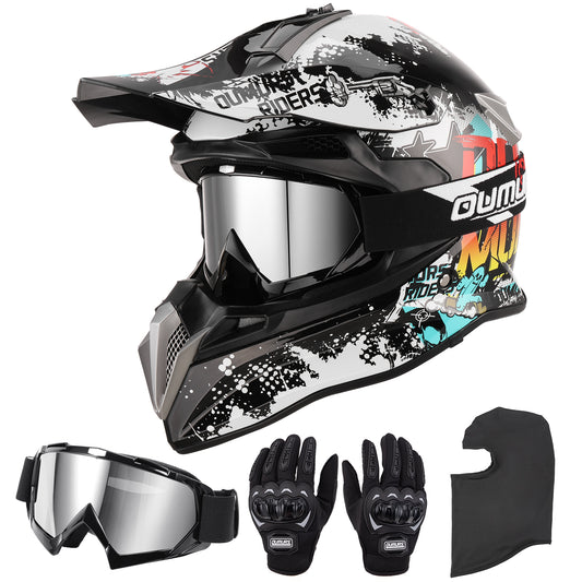DOT Adult Dirt Bike Helmet White Cowboy
