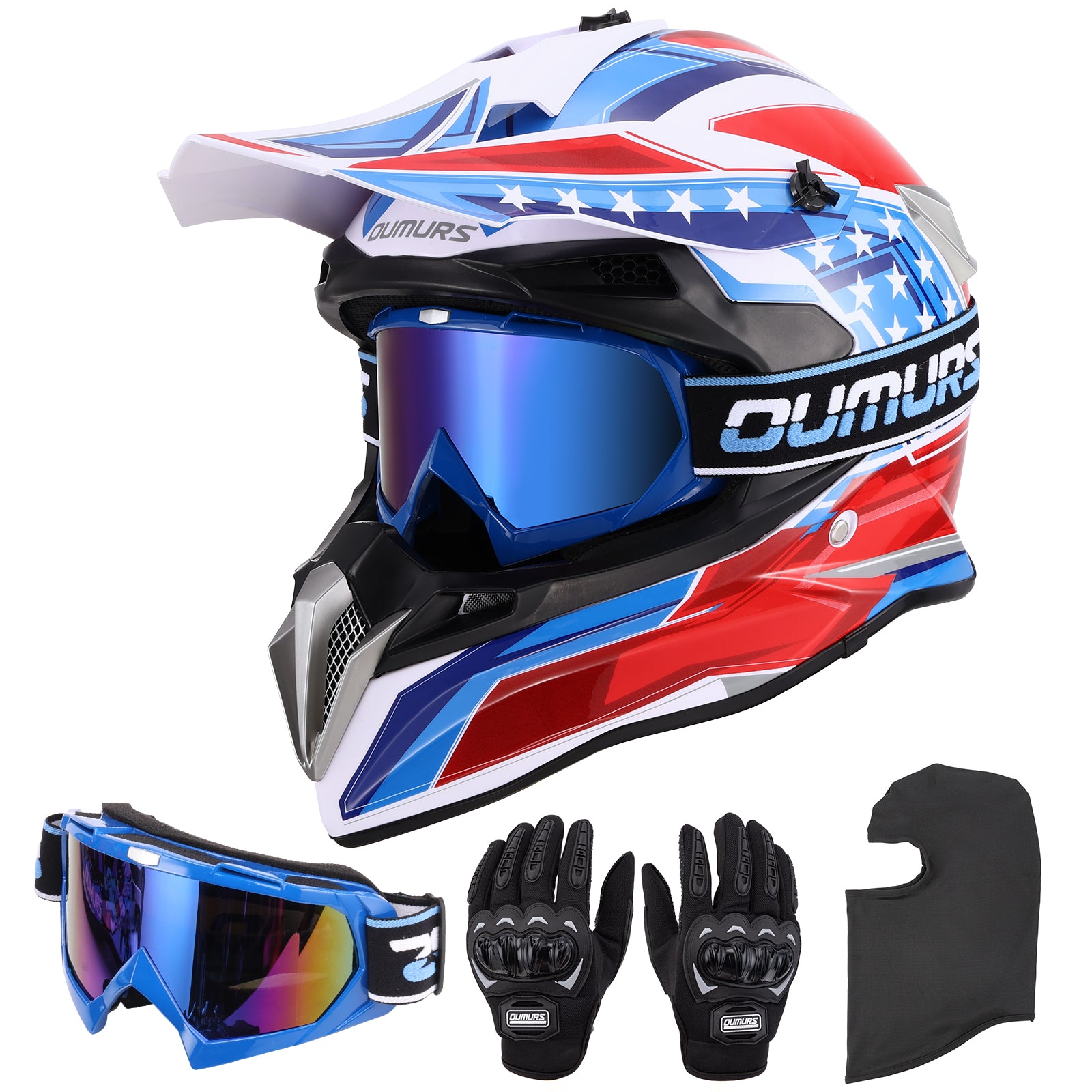 DOT Adult Dirt Bike Helmet Blue Star