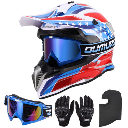DOT Adult Dirt Bike Helmet Blue Star
