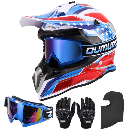 DOT Adult Dirt Bike Helmet Blue Star