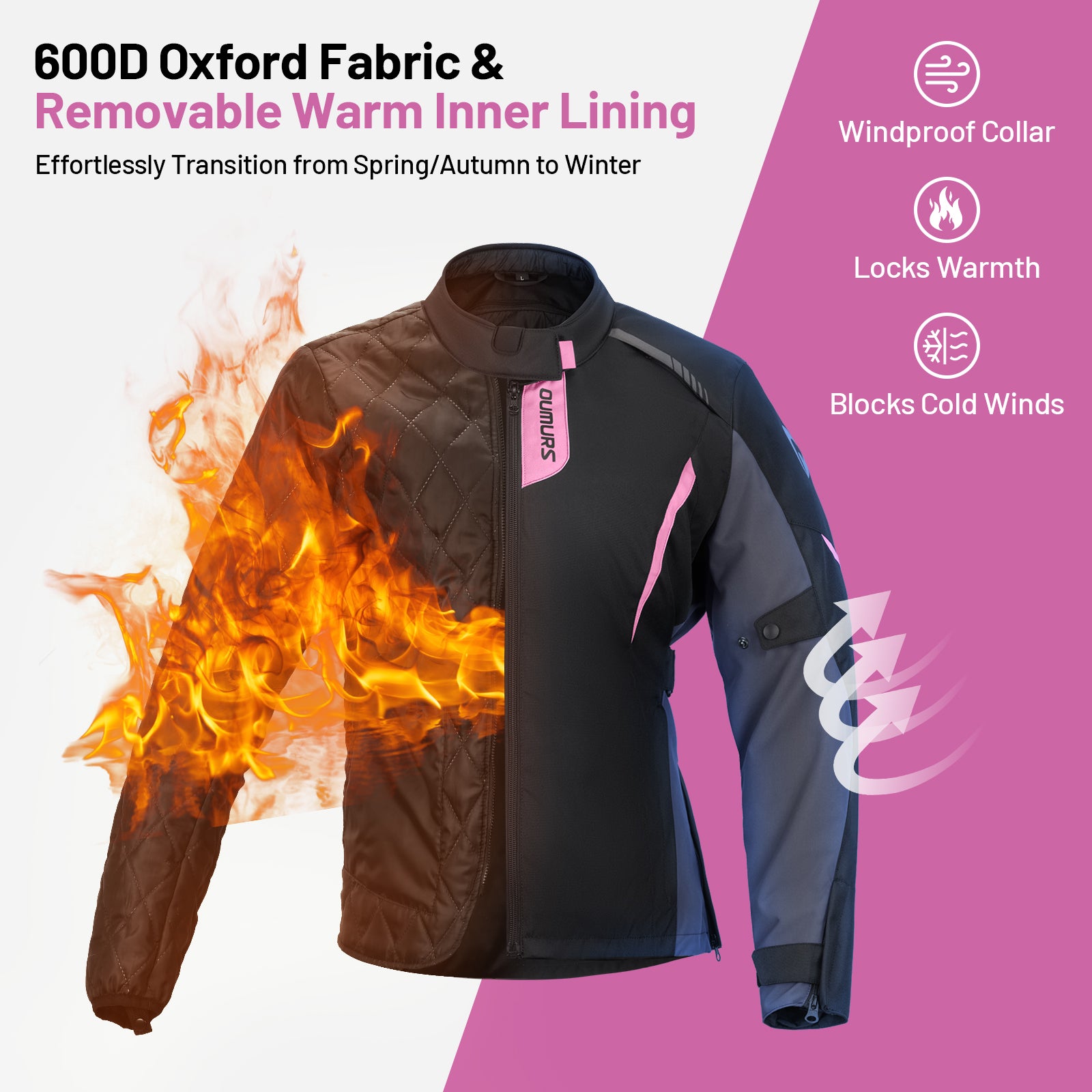 Motorcycle Jacket Black Pink