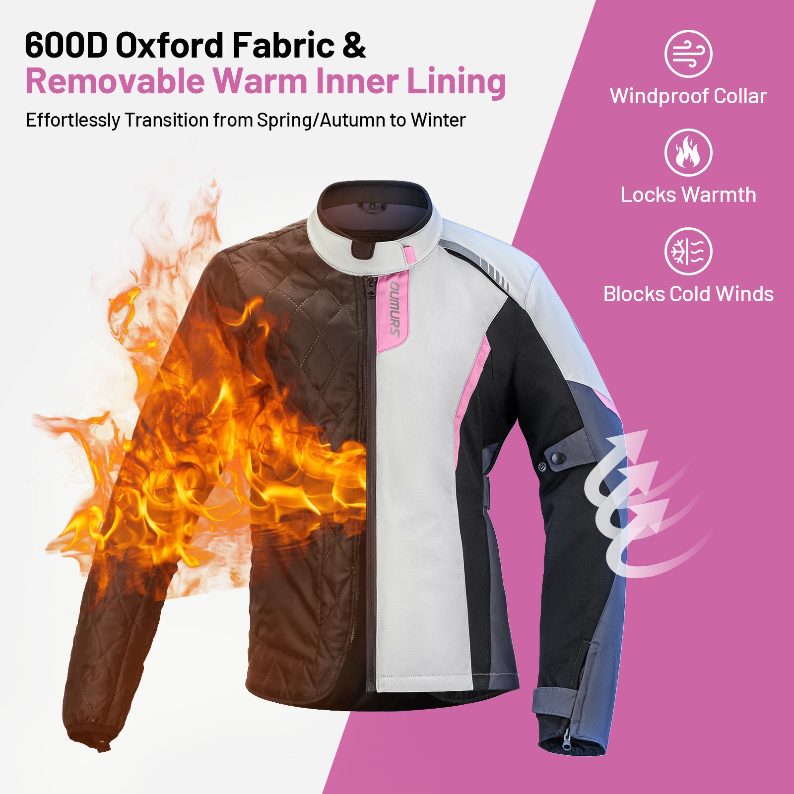 Motorcycle Jacket Grey Pink